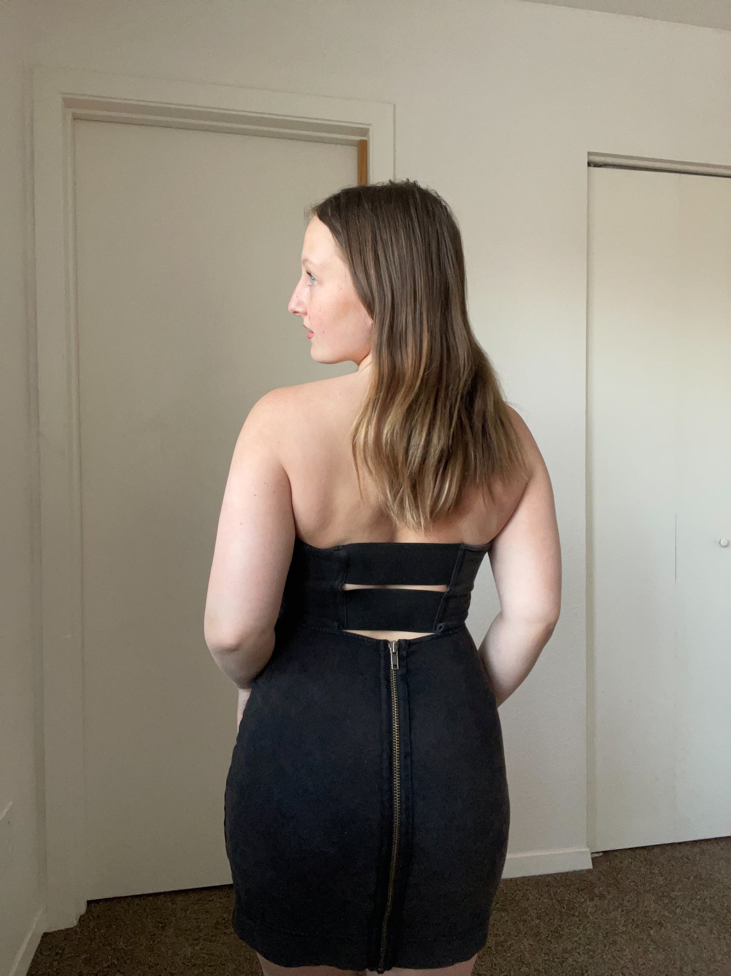 Strapless Black Mini Dress | From the Rack | Grace Thrifts