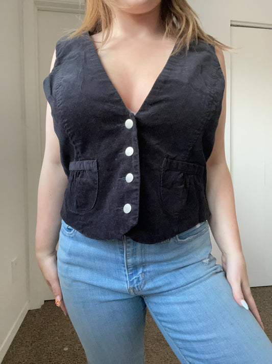 Black Corduroy Vest | From the Rack | Grace Thrifts