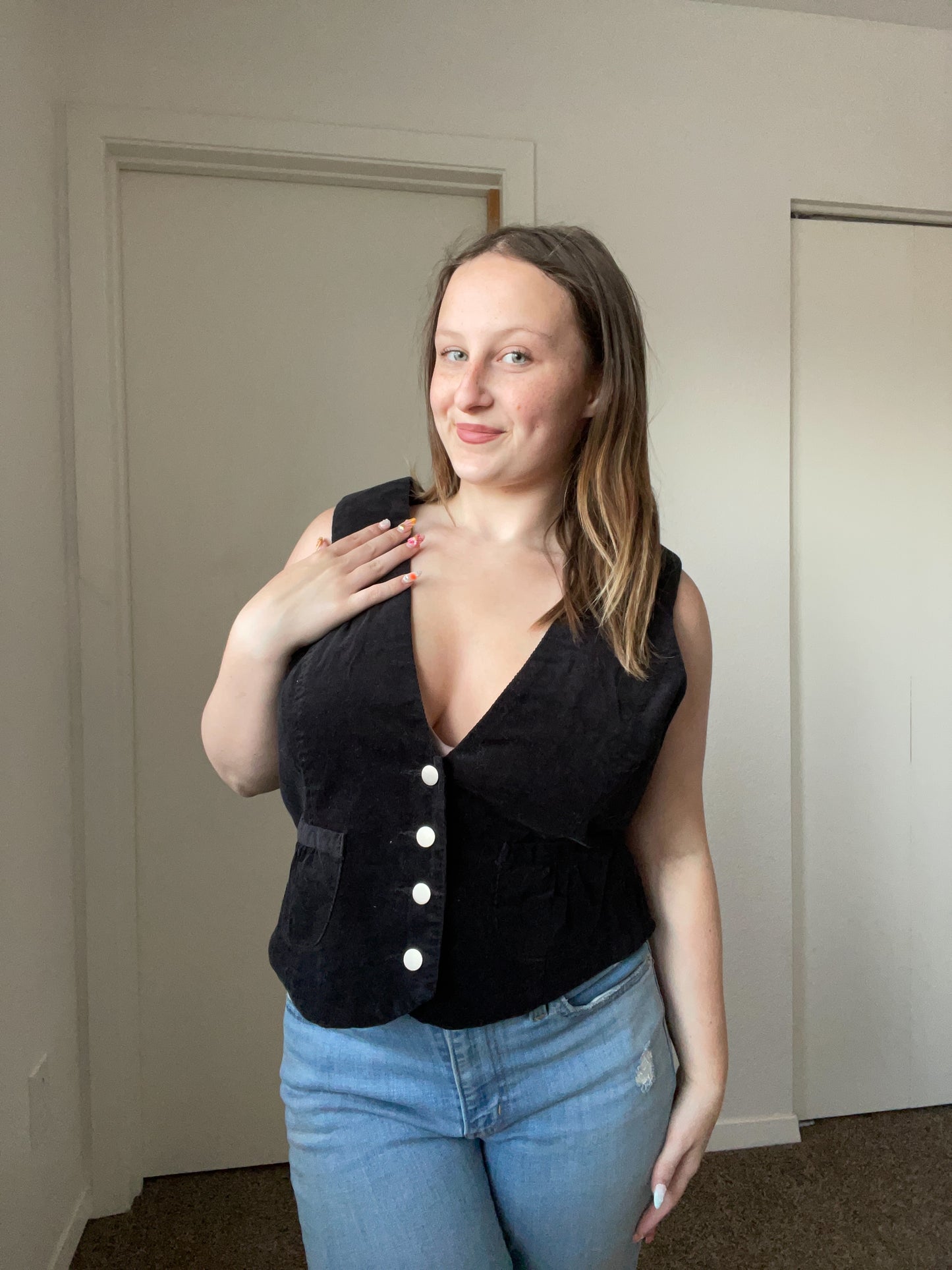 Black Corduroy Vest | From the Rack | Grace Thrifts
