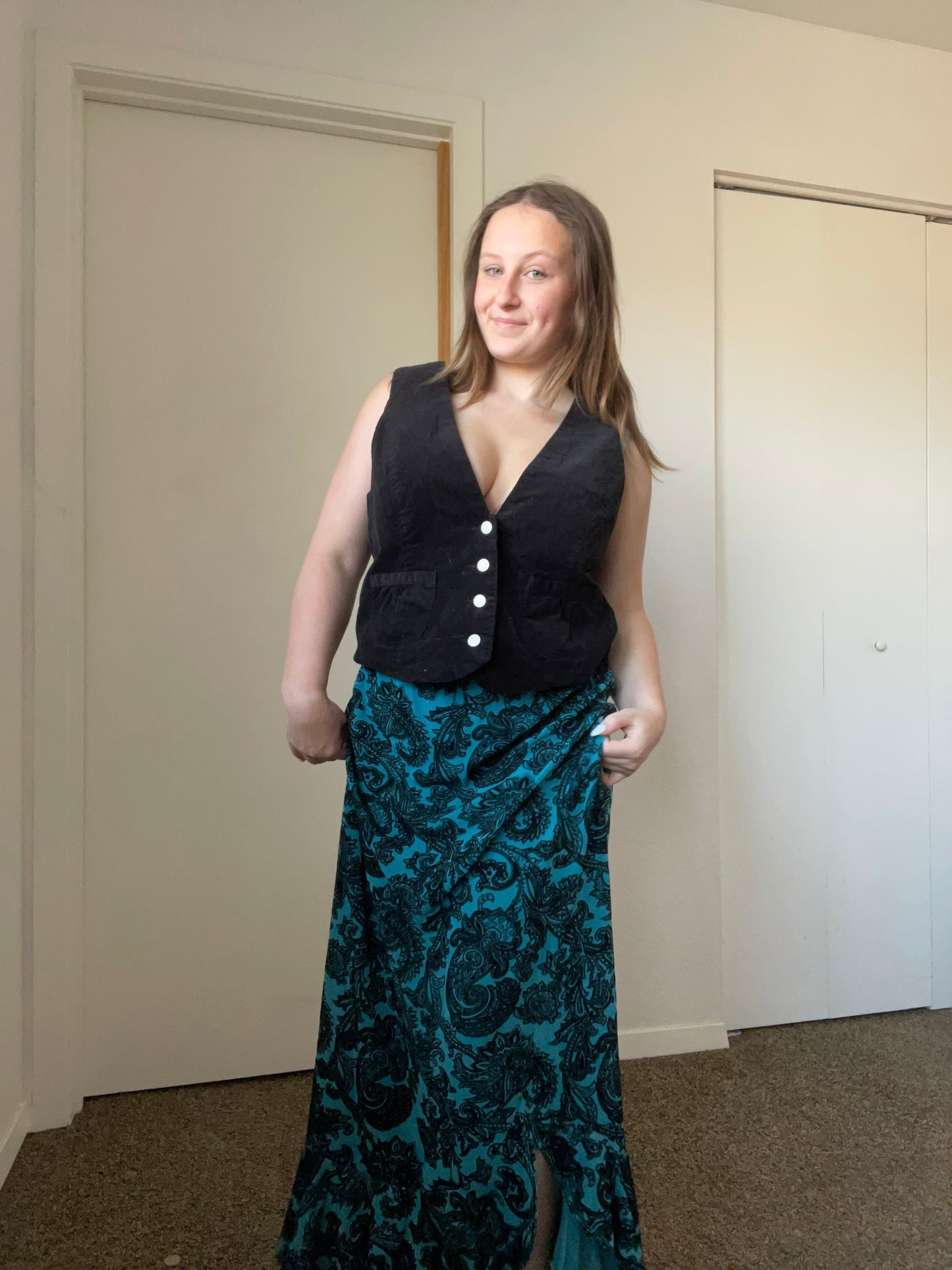 Turquoise Paisley Ruffle Skirt | From the Rack | Grace Thrifts