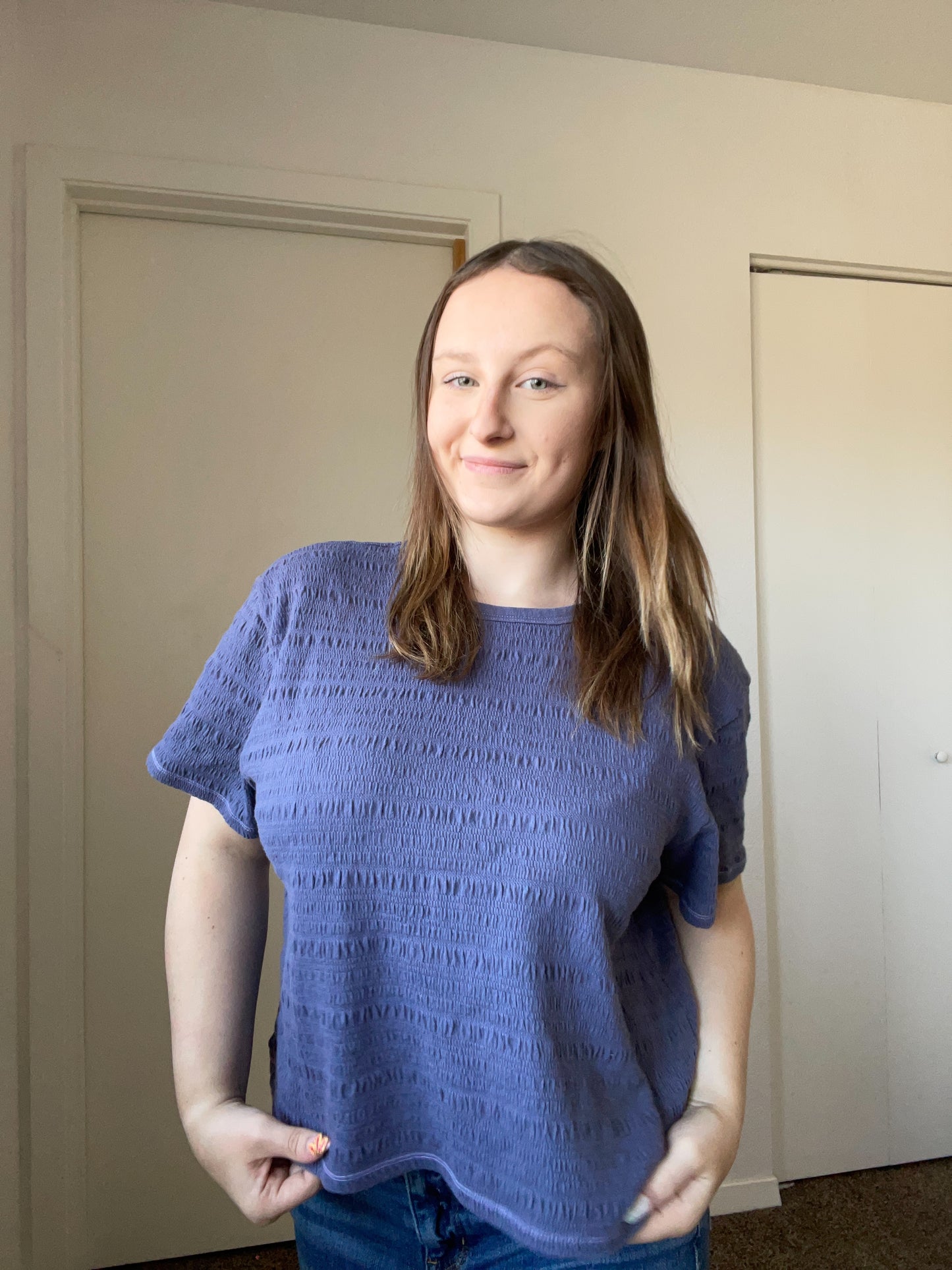 Navy Smocked Crop Top | From the Rack | Grace Thrifts