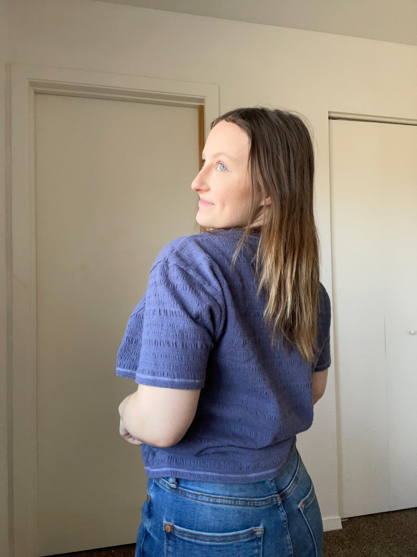 Navy Smocked Crop Top | From the Rack | Grace Thrifts