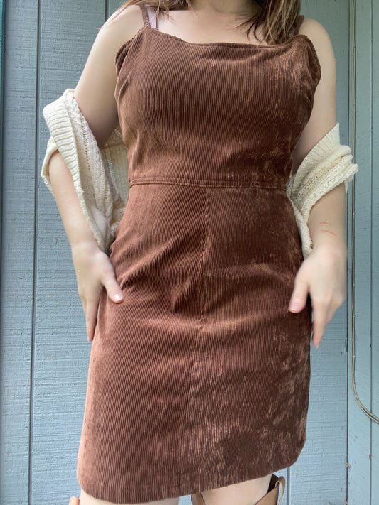 Brown Corduroy Mini Dress | From the Rack | Grace Thrifts