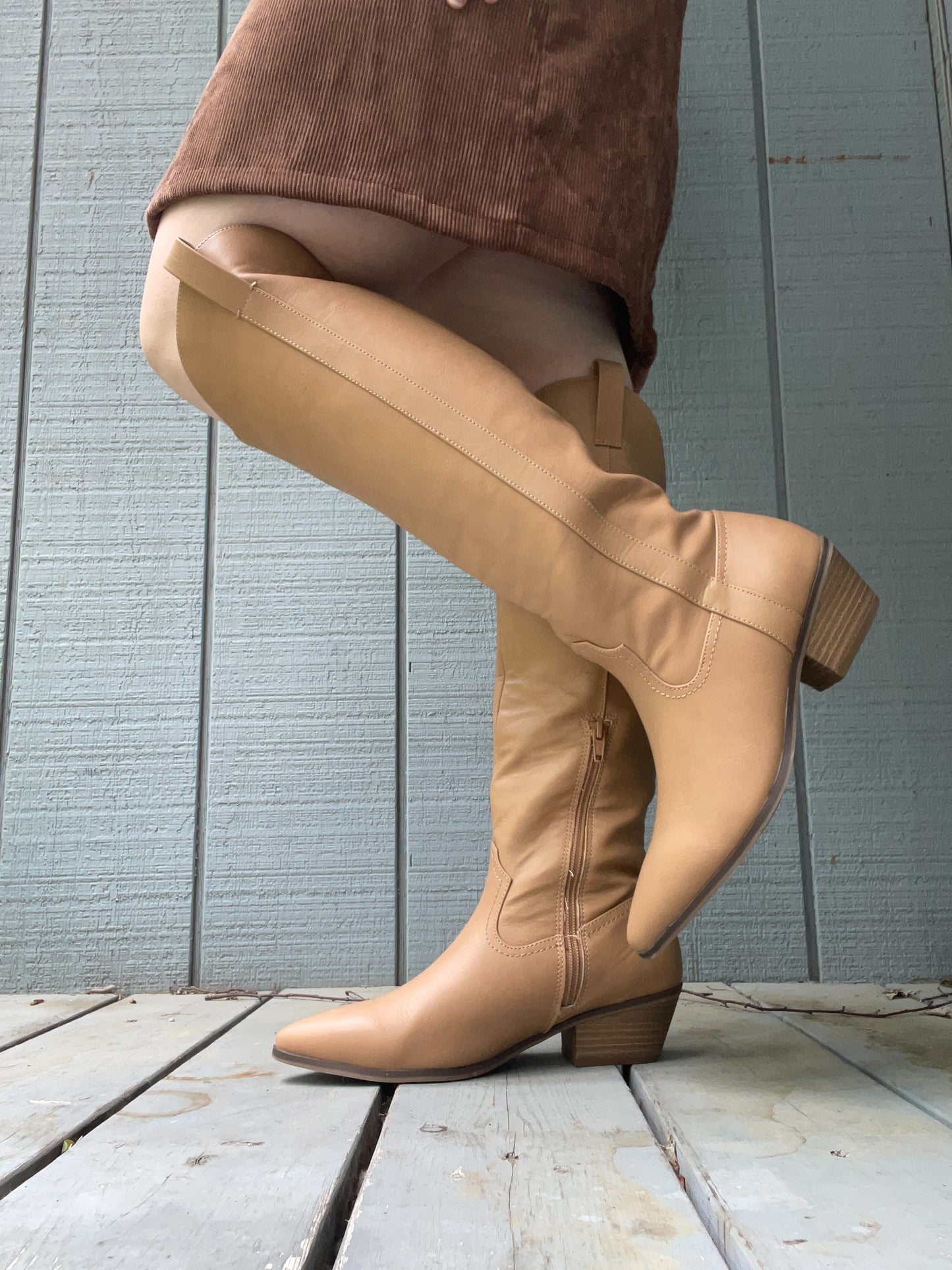 Tan Knee High Cowgirl Boots | From the Rack | Grace Thrifts