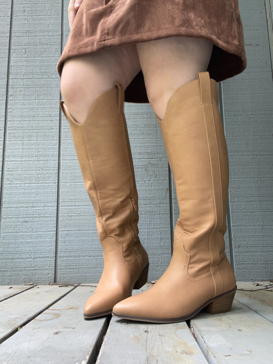 Tan Knee High Cowgirl Boots | From the Rack | Grace Thrifts
