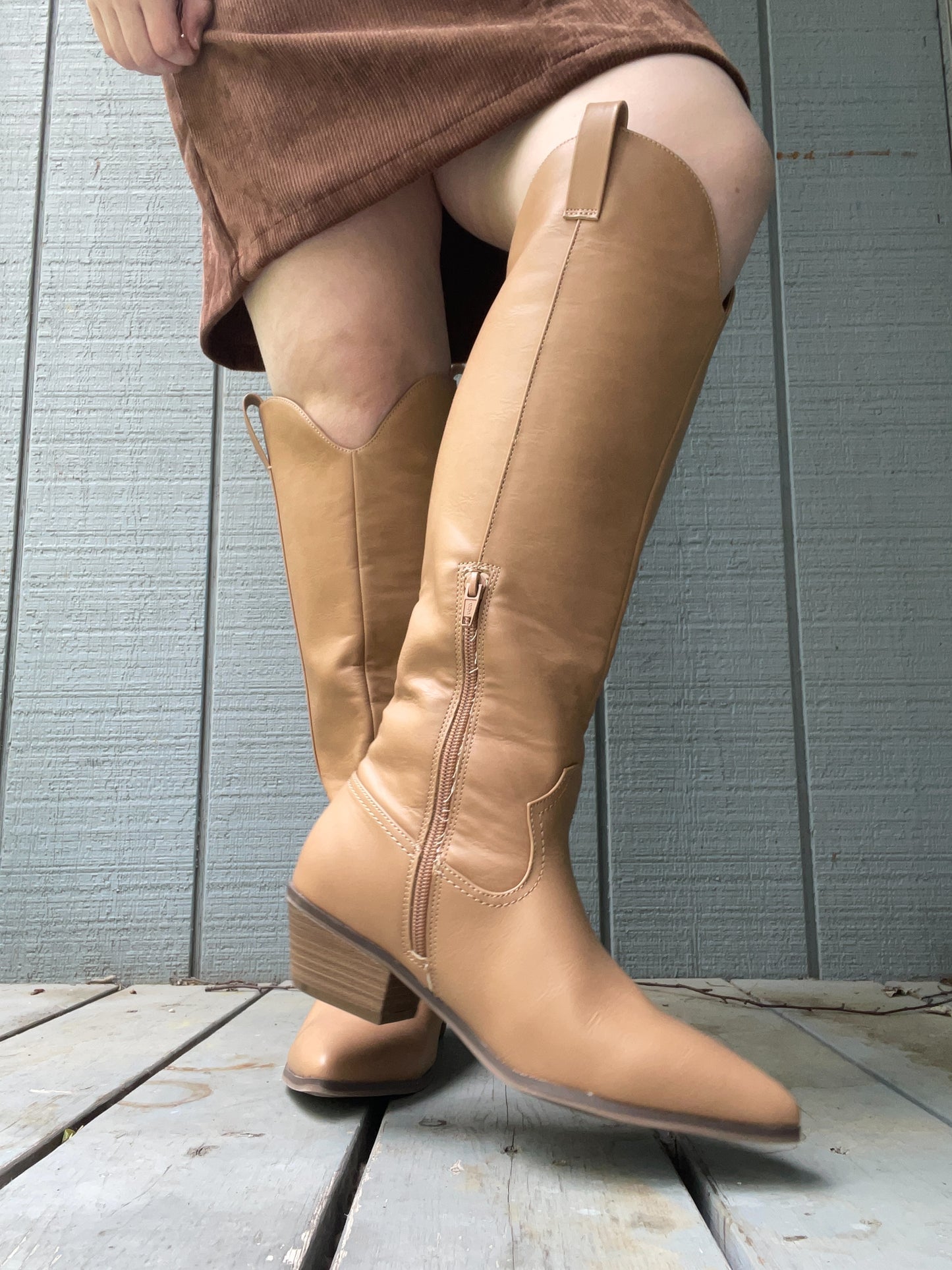 Tan Knee High Cowgirl Boots | From the Rack | Grace Thrifts