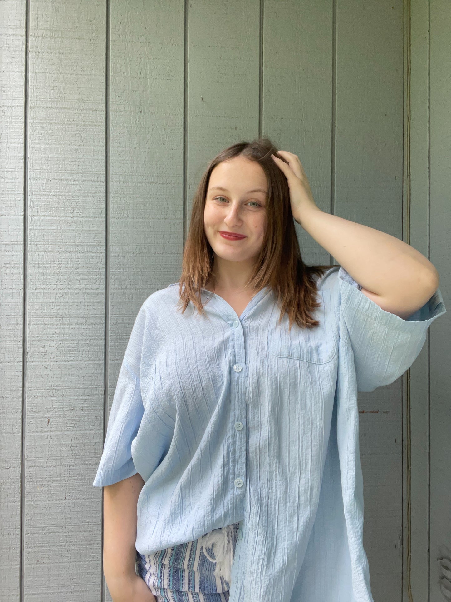 Light Blue Button Up Shirt | From the Rack | Grace Thrifts