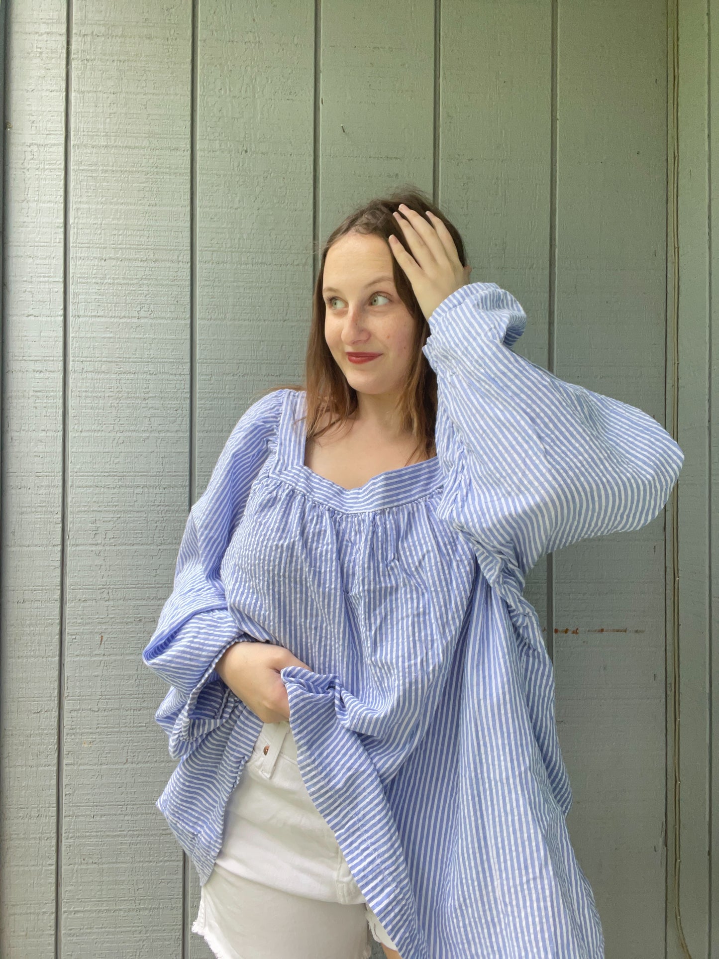 Striped Square Neck Blouse | From the Rack | Grace Thrifts