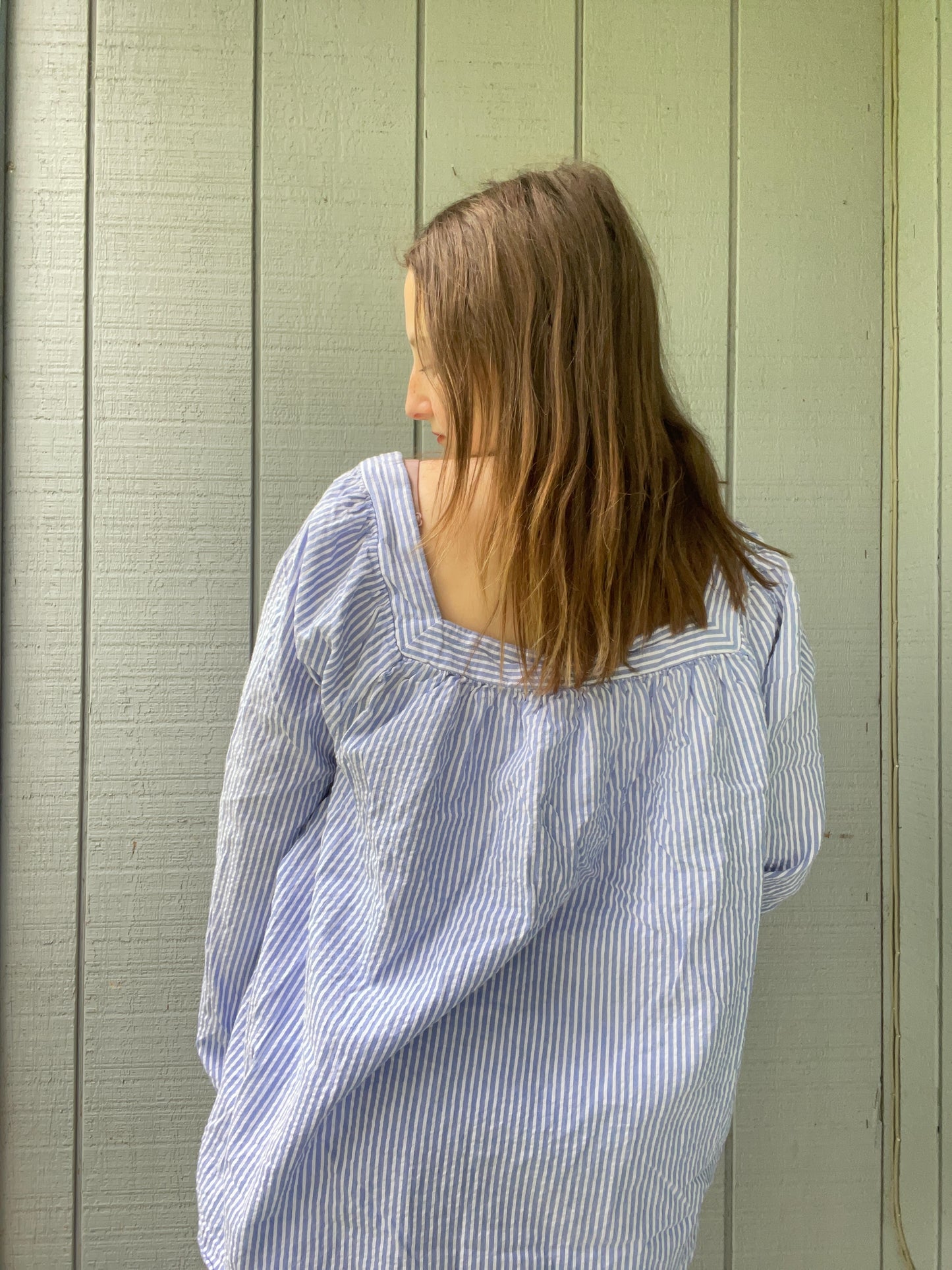 Striped Square Neck Blouse | From the Rack | Grace Thrifts