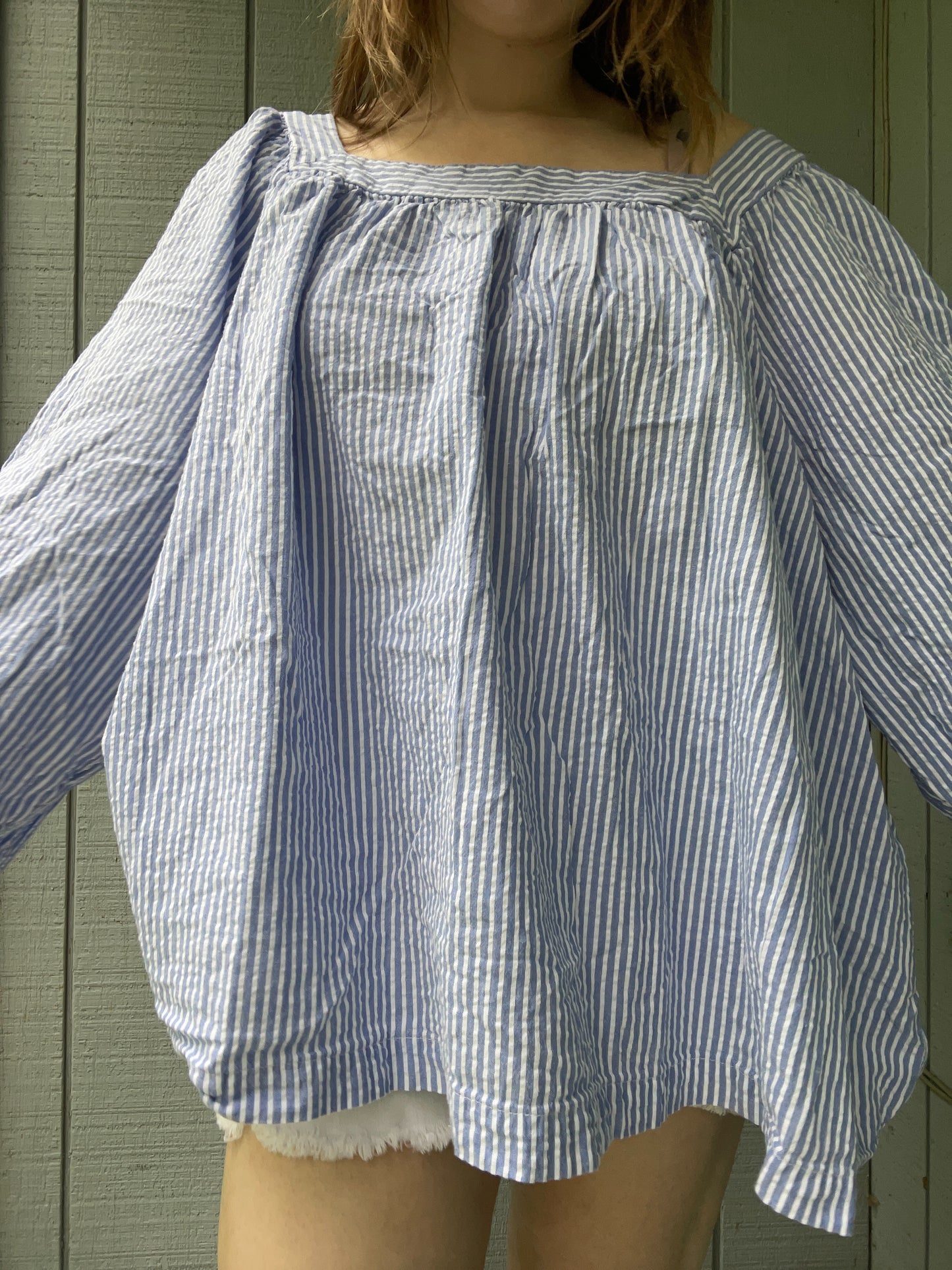 Striped Square Neck Blouse | From the Rack | Grace Thrifts