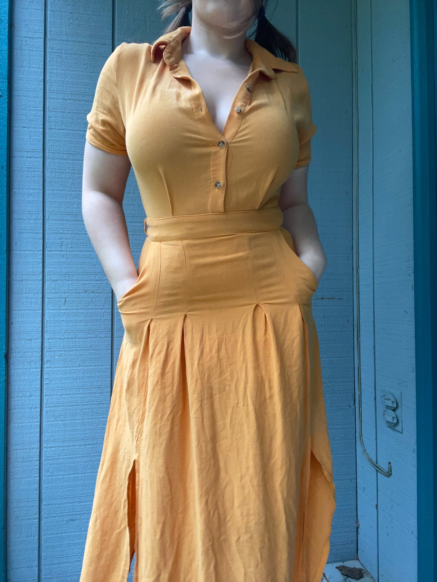 Apricot Button Up Dress | From the Rack | Grace Thrifts