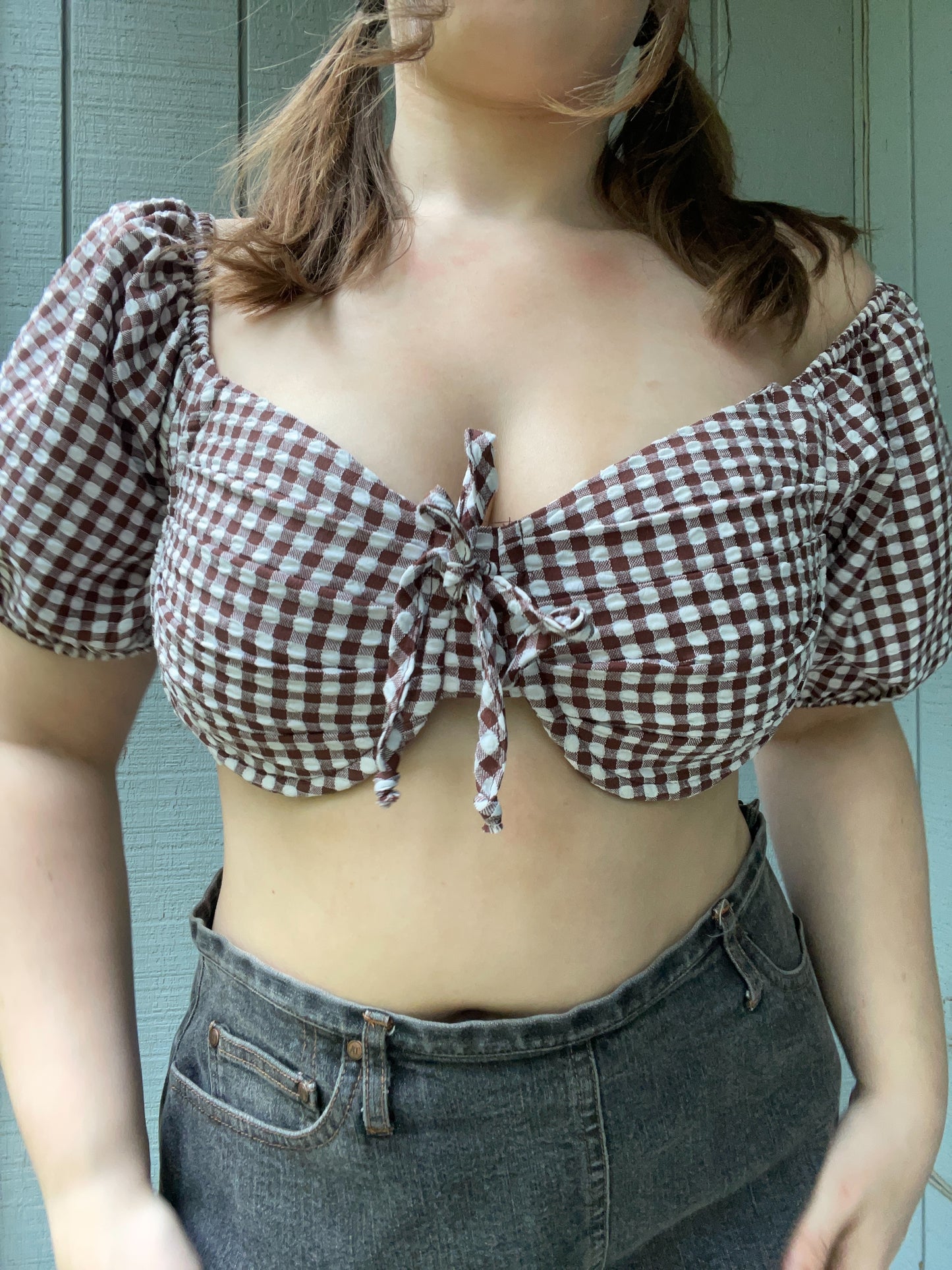 Brown Gingham Crop Top | From the Rack | Grace Thrifts