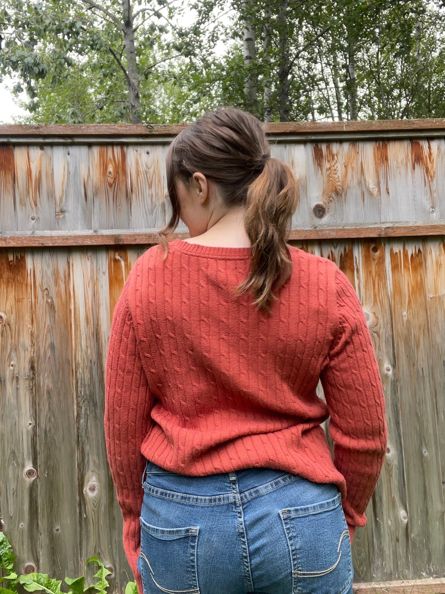 Pumpkin Spice Cable Knit Sweater | From the Rack | Grace Thrifts