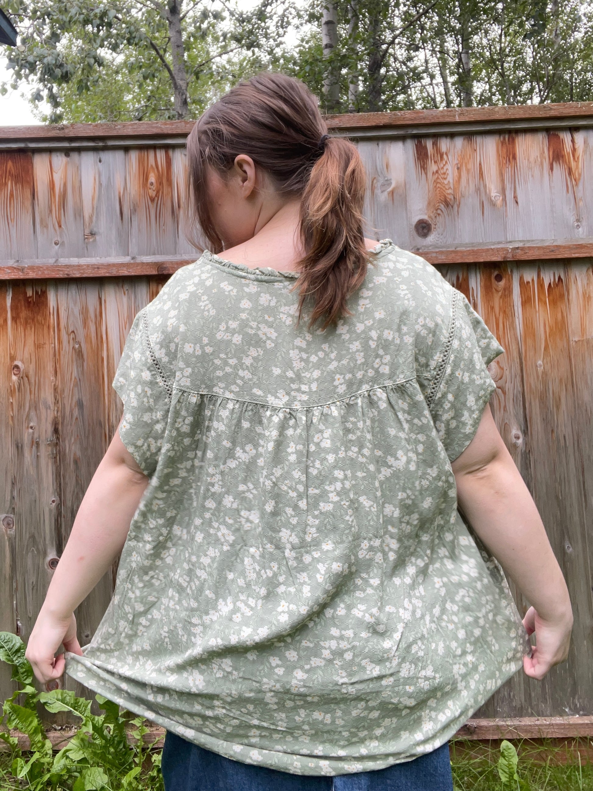 Sage Floral Button Up Blouse | From the Rack | Grace Thrifts