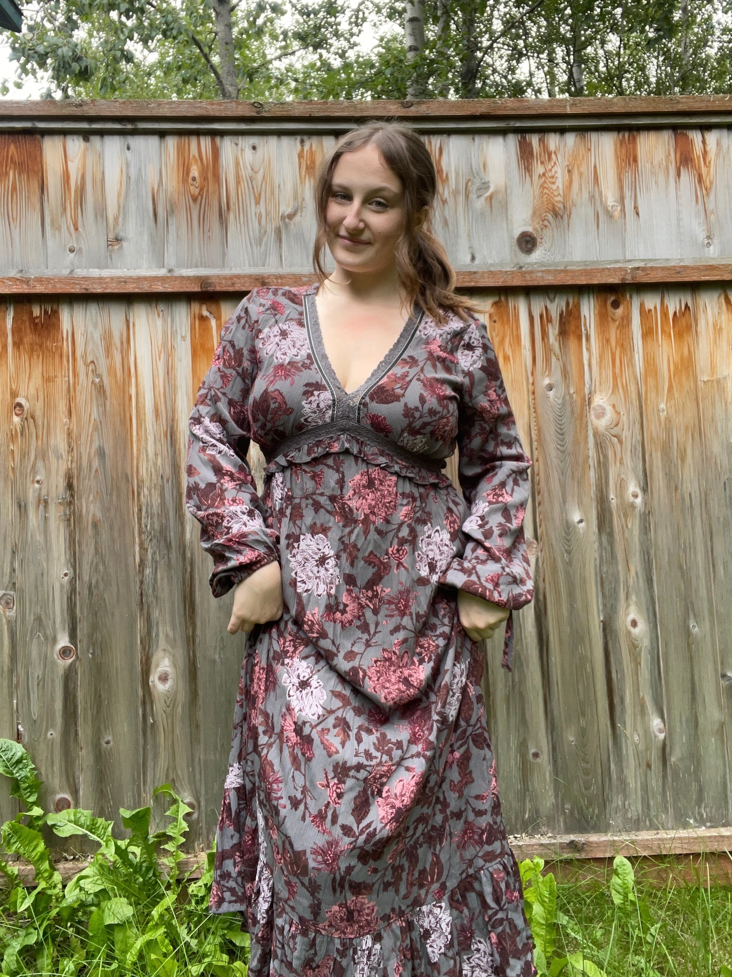 Grey Lace Maxi Dress | From the Rack | Grace Thrifts