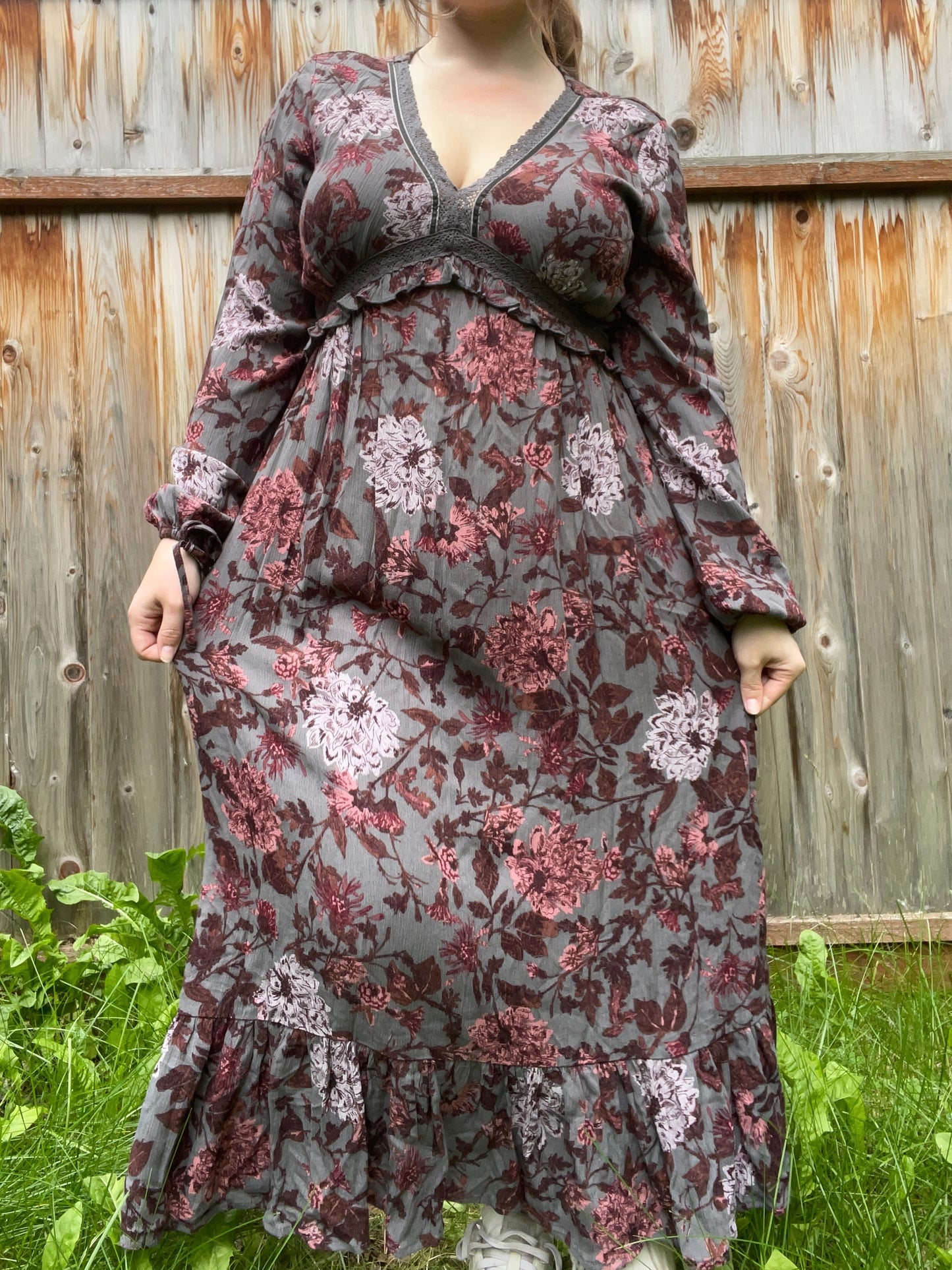 Grey Lace Maxi Dress | From the Rack | Grace Thrifts