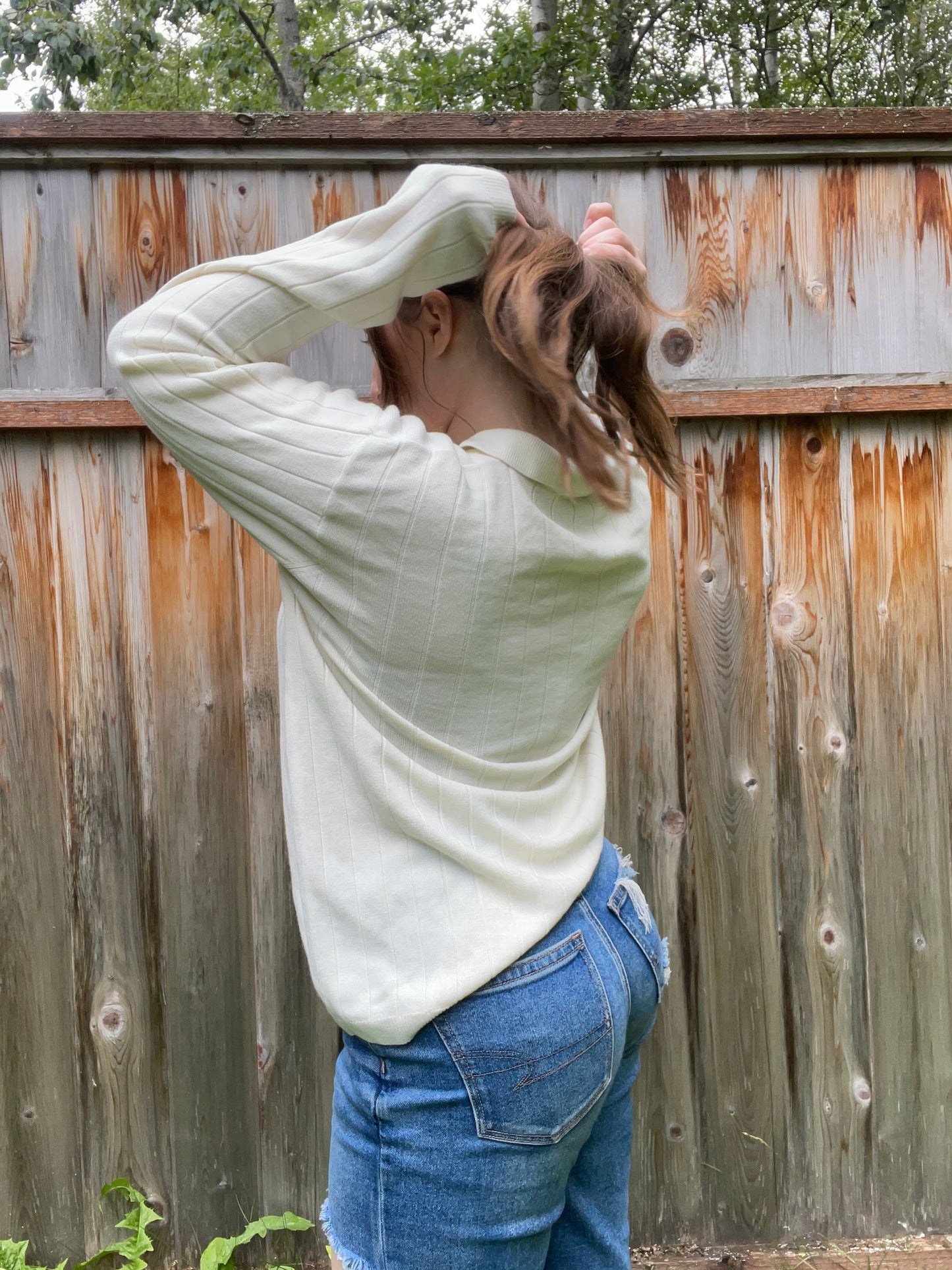 Cream Ribbed Long Sleeve Top | From the Rack | Grace Thrifts