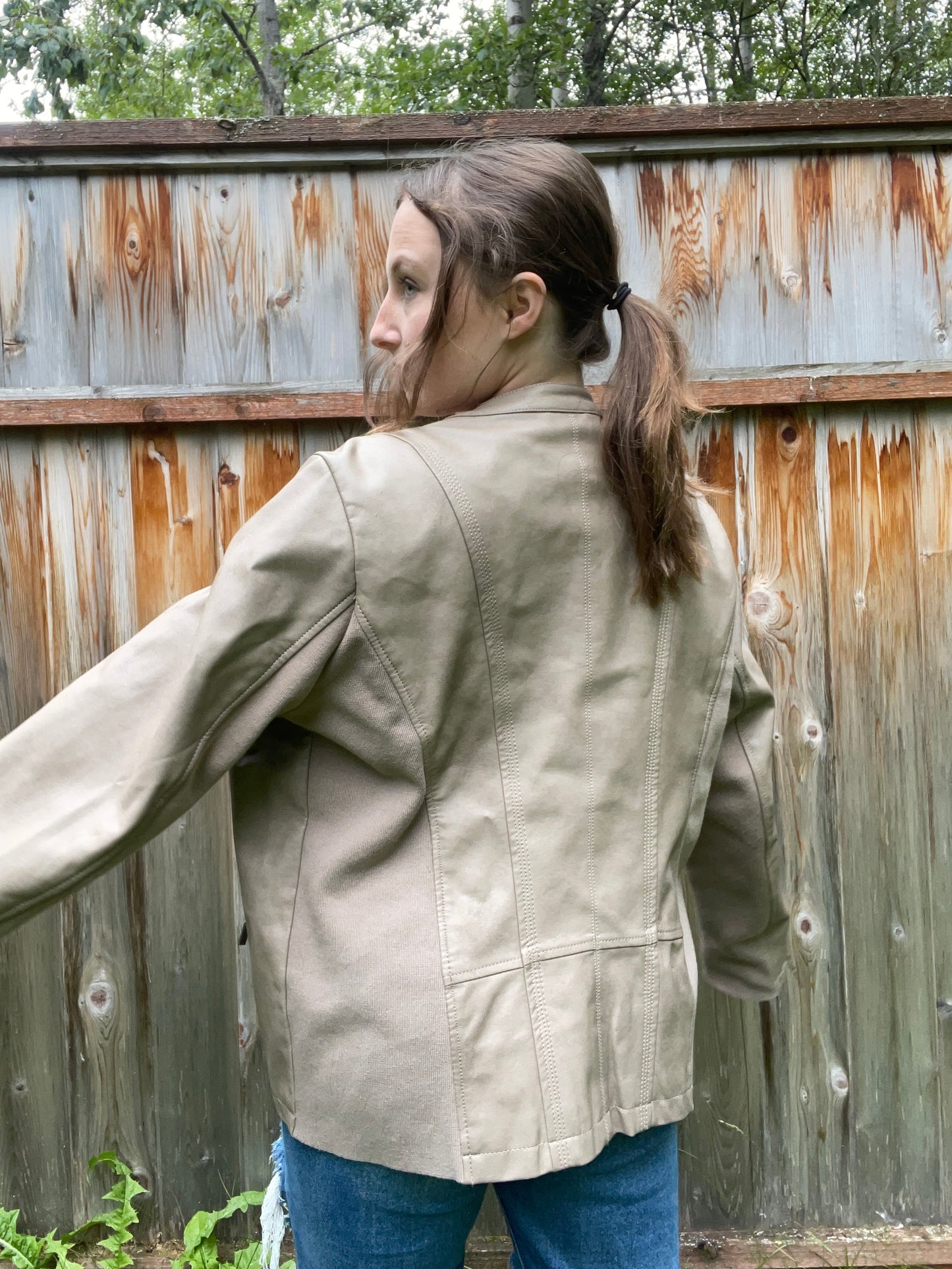 Brown Faux Leather Jacket | From the Rack | Grace Thrifts