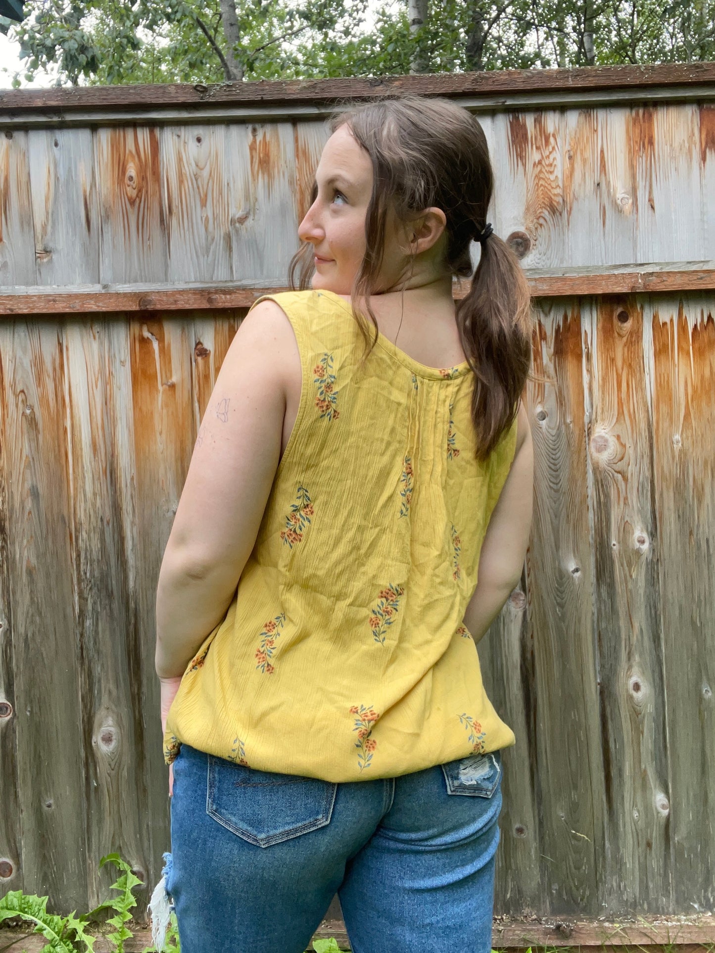 Yellow Floral Tank Top | From the Rack | Grace Thrifts