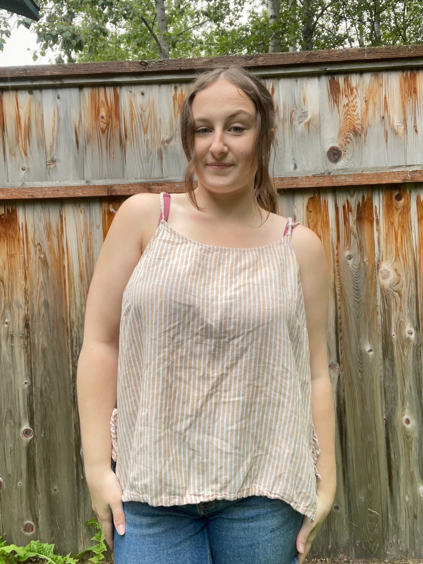 Beige Striped Tank Top | From the Rack | Grace Thrifts