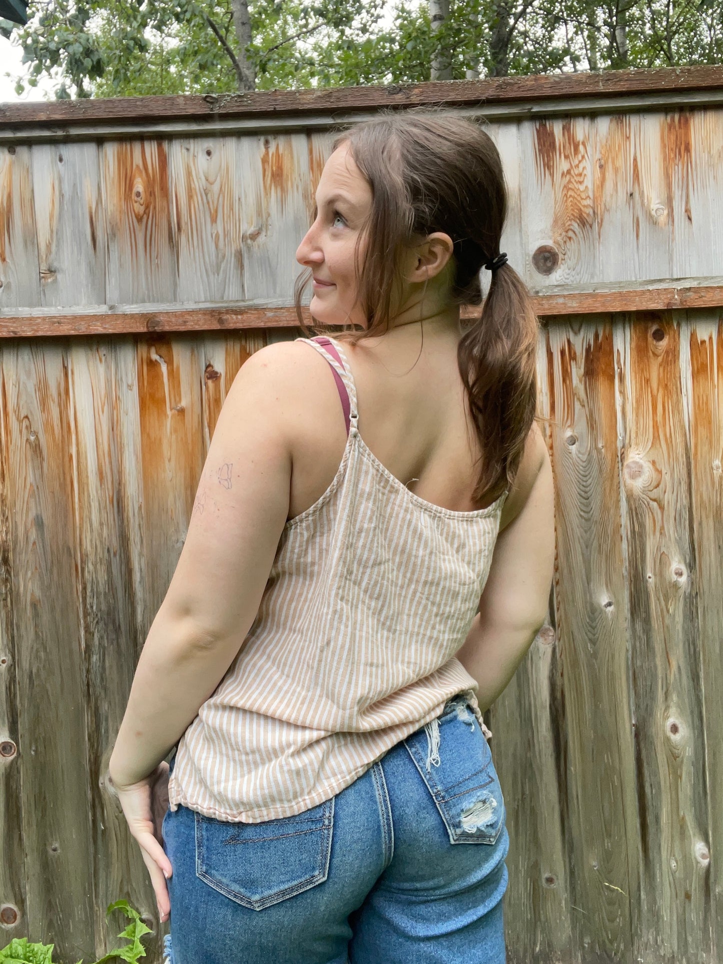 Beige Striped Tank Top | From the Rack | Grace Thrifts