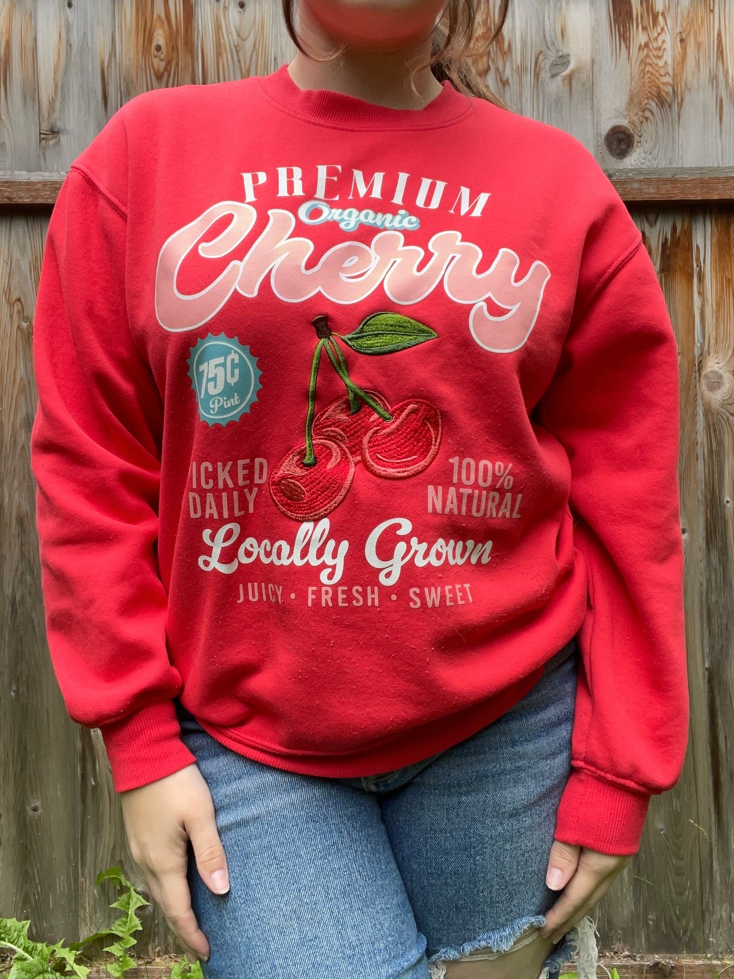 Premium Cherry Crewneck | From the Rack | Grace Thrifts