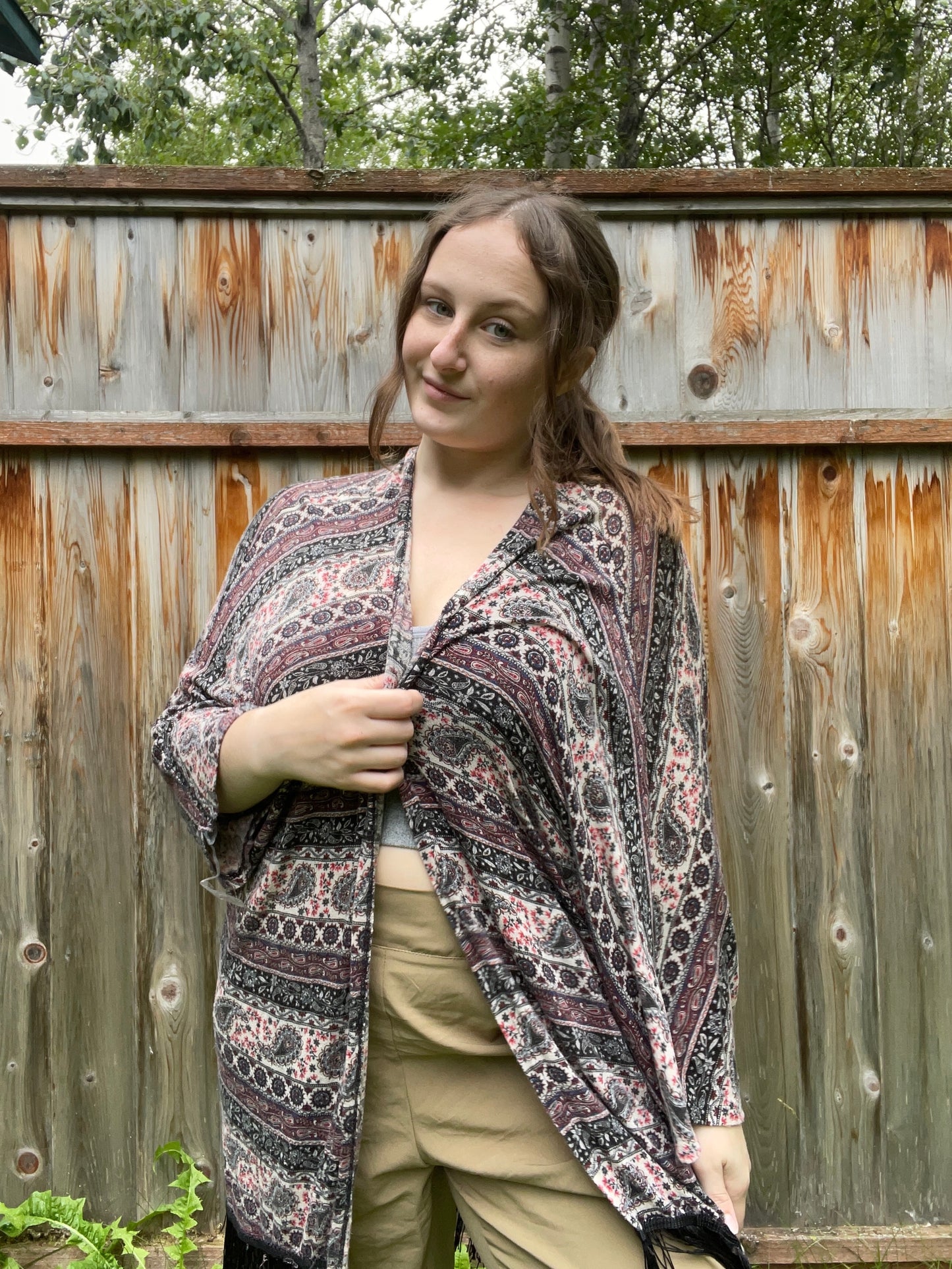 Navy Fringe & Paisley Kimono | From the Rack | Grace Thrifts