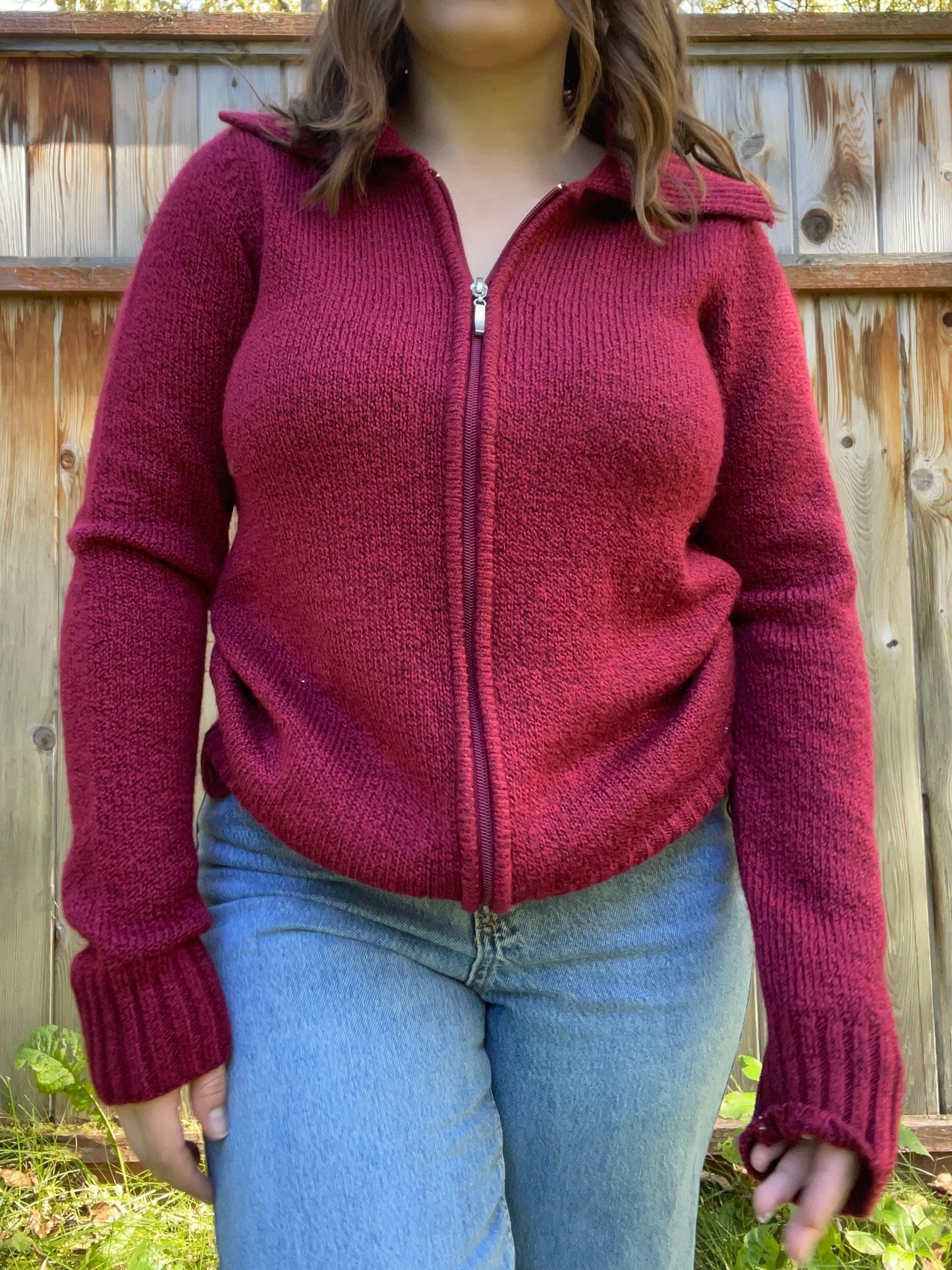 Red Knit Quarter Zip | From the Rack | Grace Thrifts