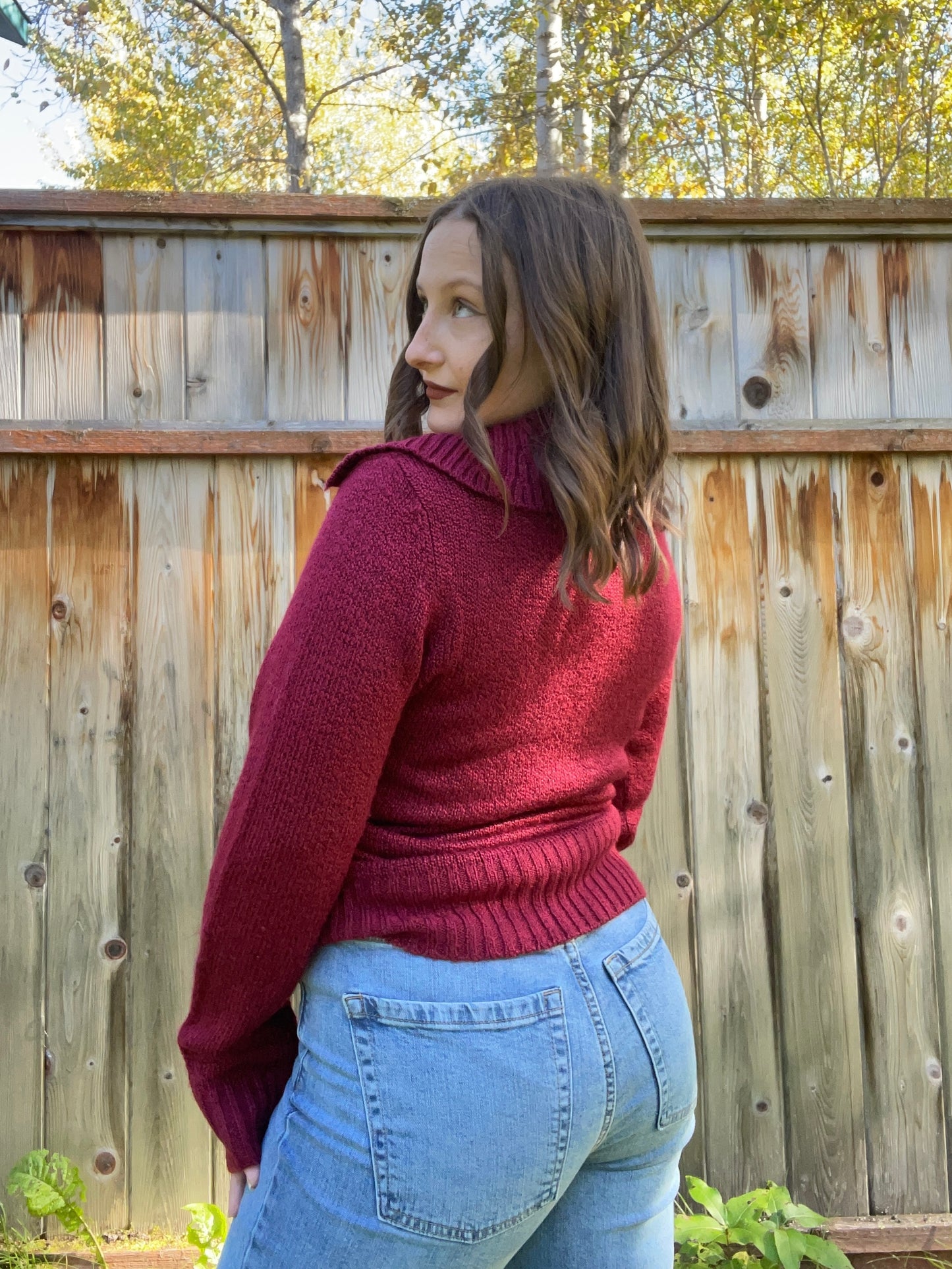 Red Knit Quarter Zip | From the Rack | Grace Thrifts