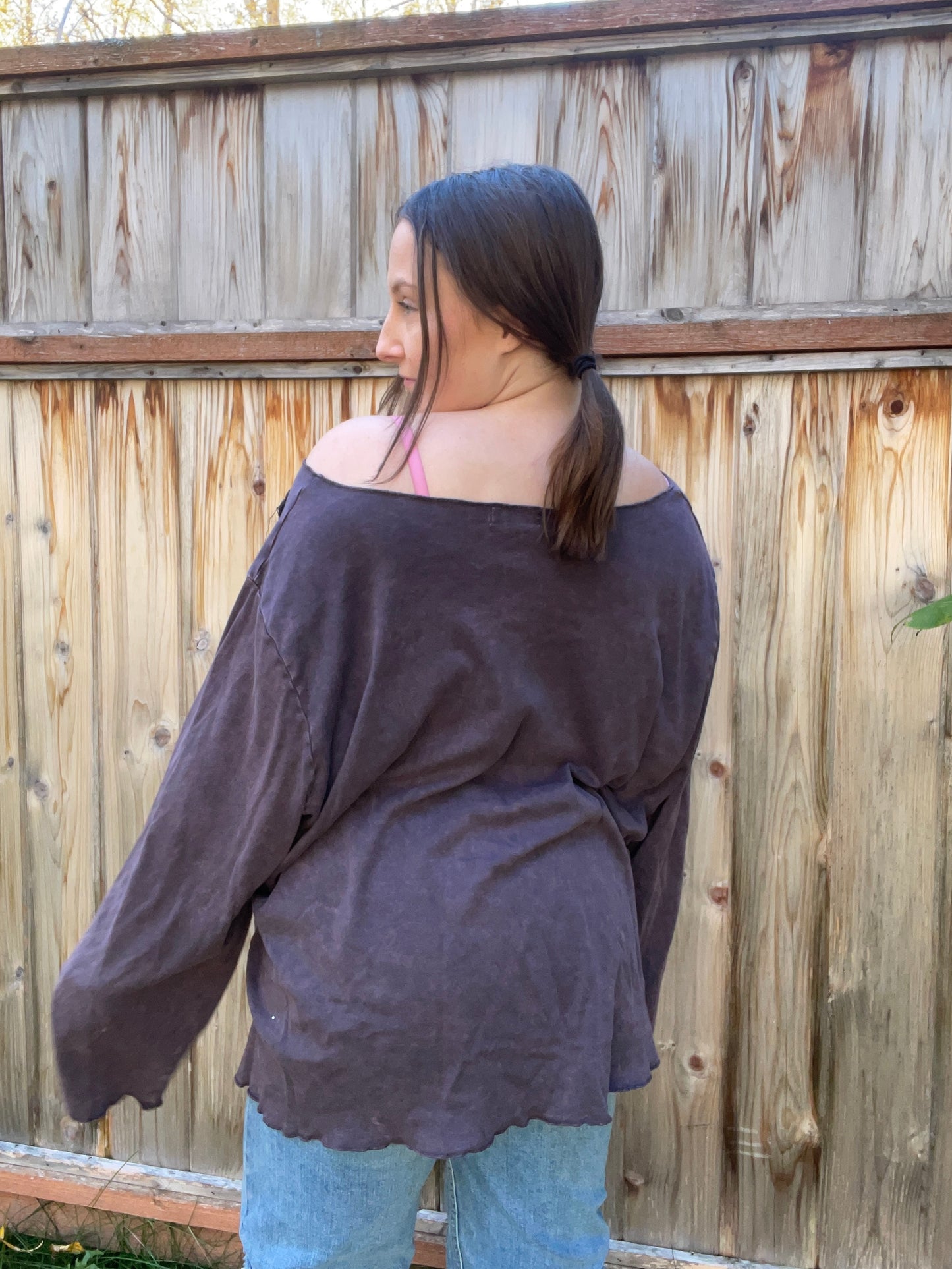 Plum Ruffle Long Sleeve Top | From the Rack | Grace Thrifts