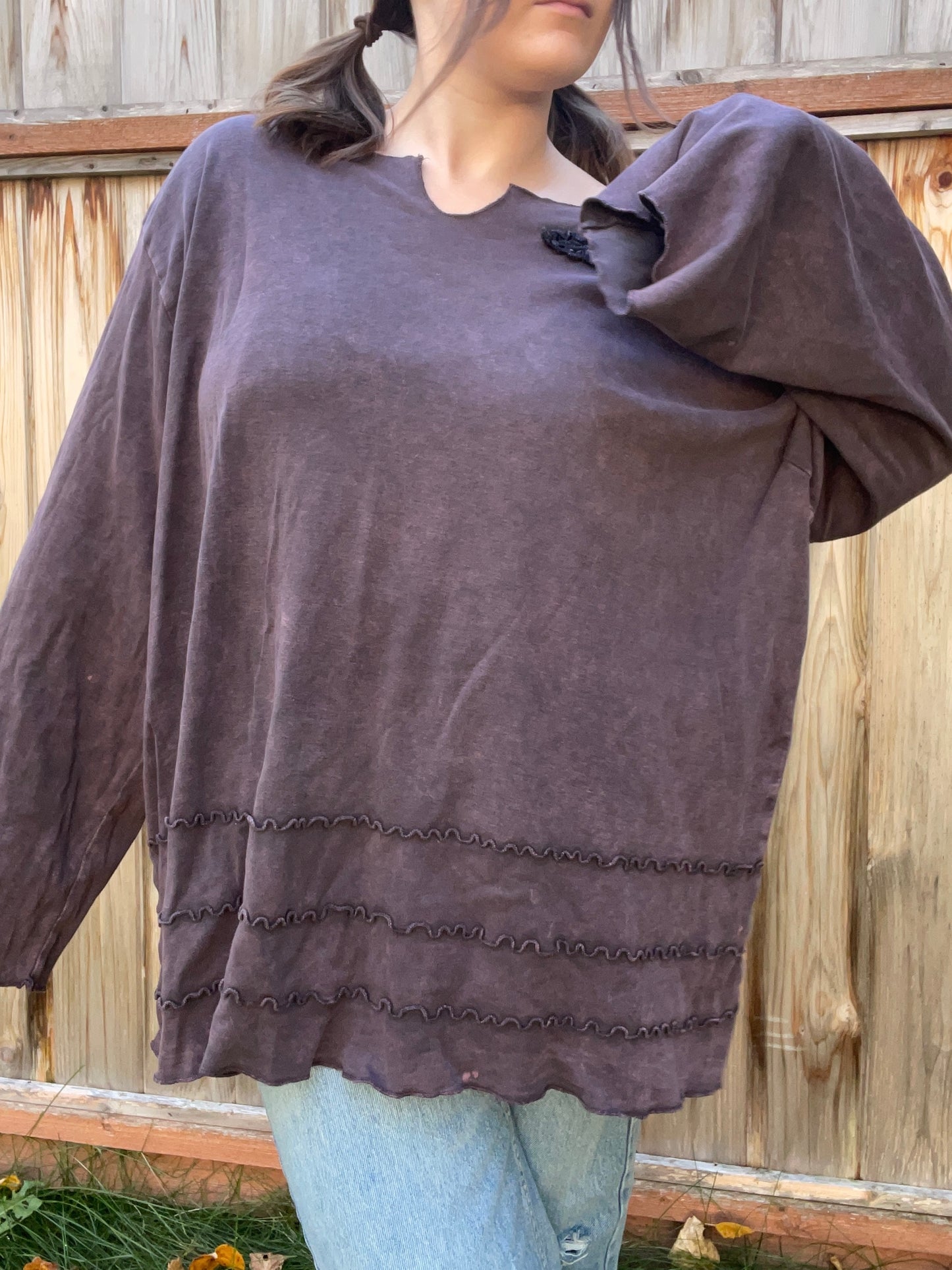 Plum Ruffle Long Sleeve Top | From the Rack | Grace Thrifts