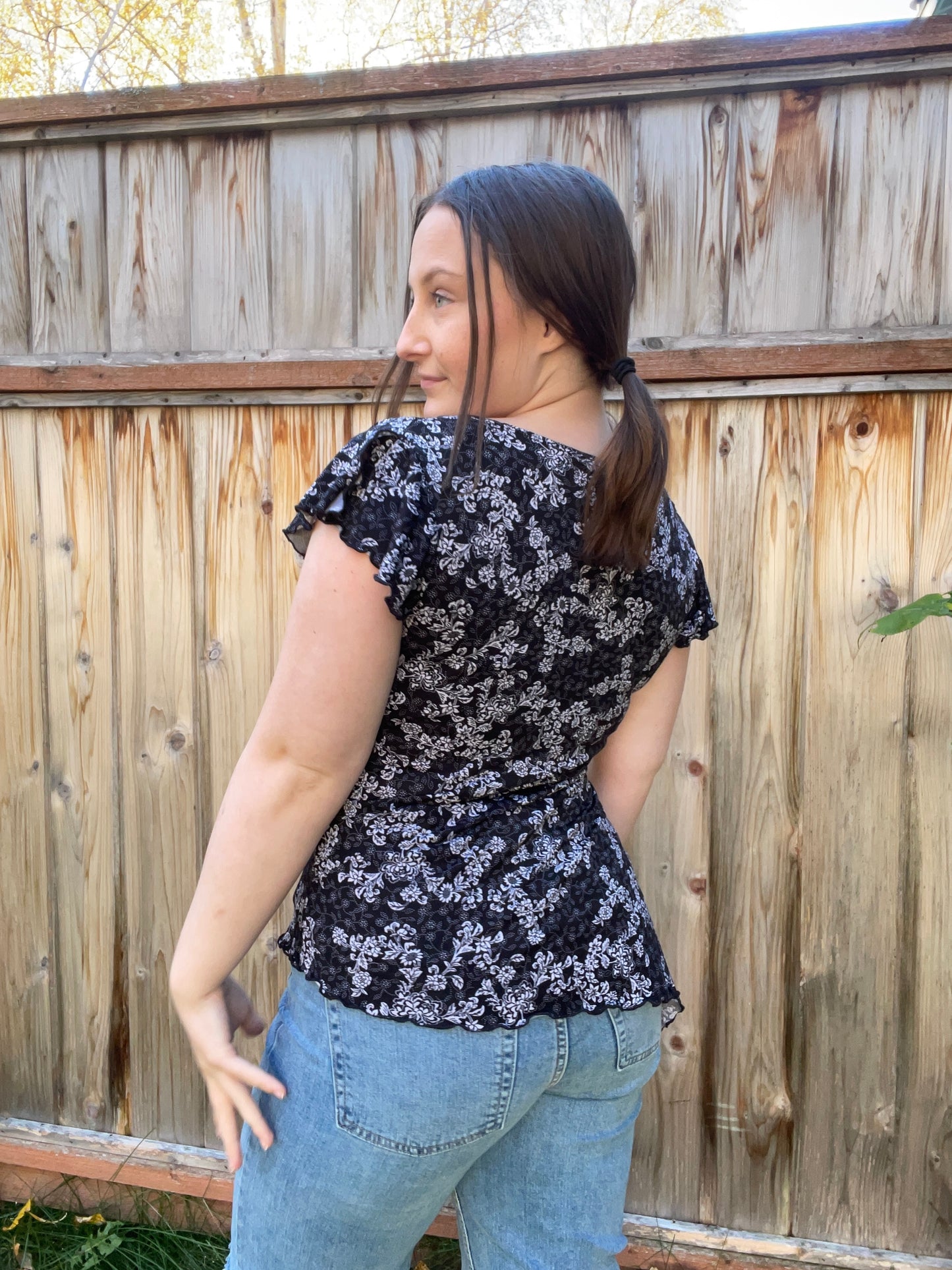 B&W Cowl Neck Top | From the Rack | Grace Thrifts