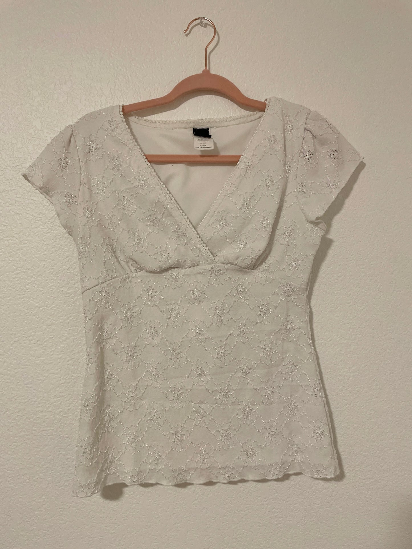 White Lace V-Neck Top