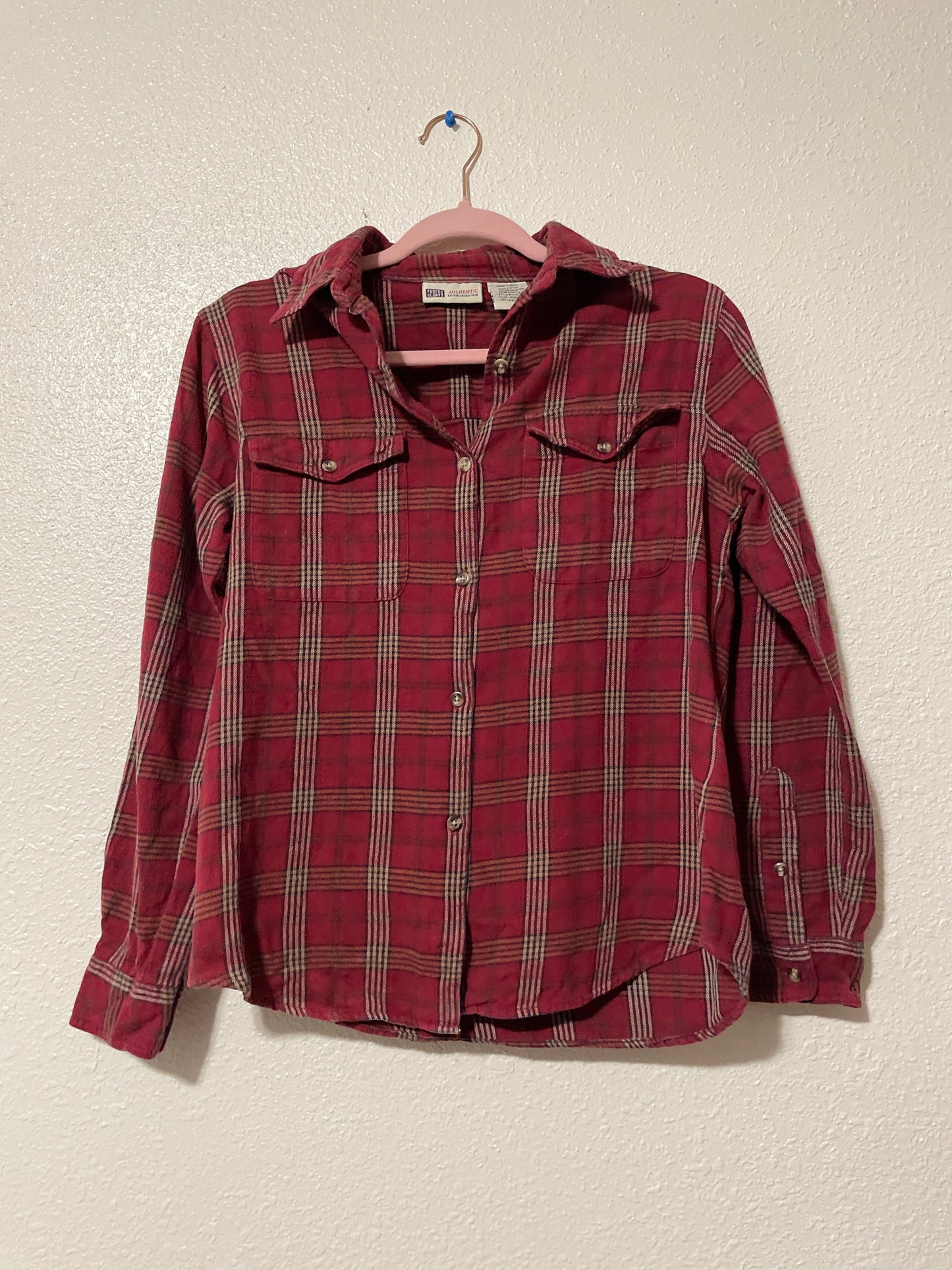 Red Honeycrisp Button Up Flannel | From the Rack | Curated Secondhand Styles | Grace Thrifts | Wasilla, AK