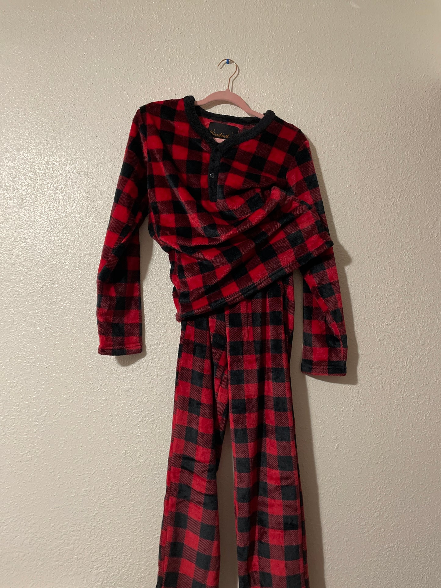 Fuzzy Red & Black Plaid Pajama Set | From the Rack | Grace Thrifts