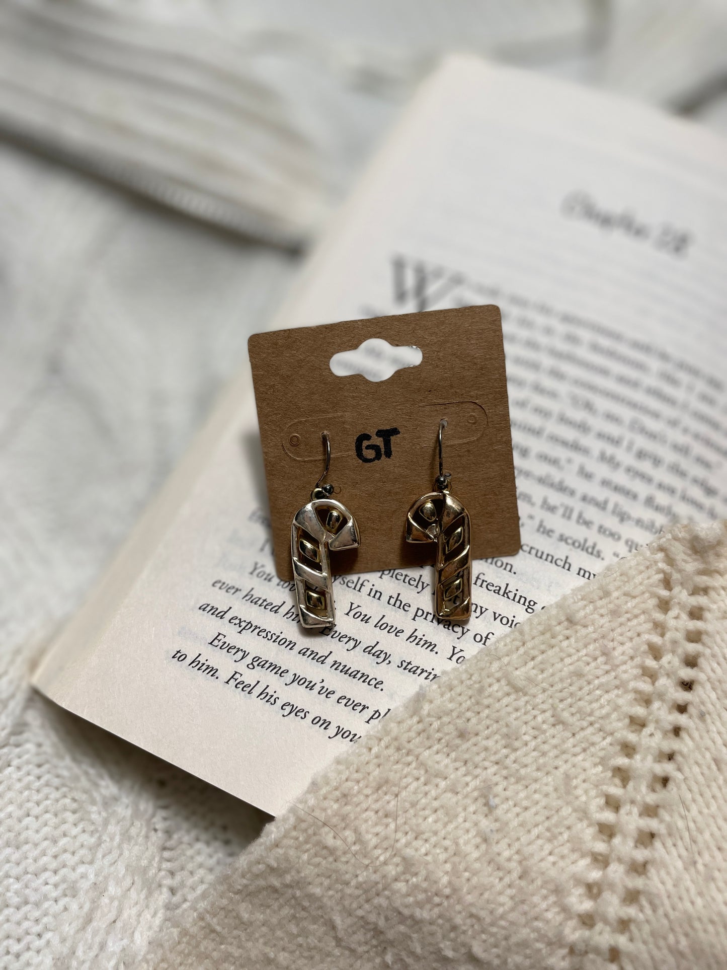 Chunky Gold Candy Cane Earrings | From the Rack | Grace Thrifts