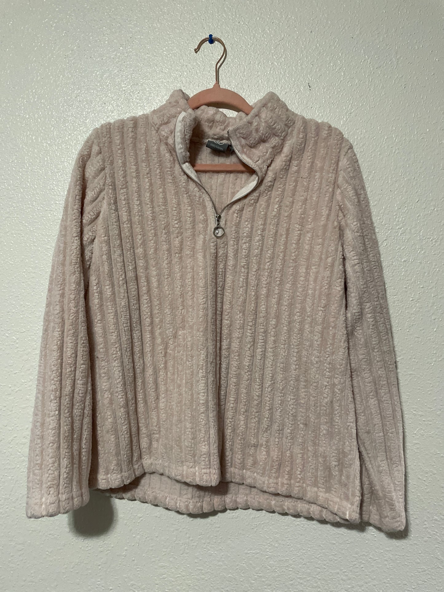 Pink Fuzzy Ribbed Quarter Zip Sweater | From the Rack | Grace Thrifts | Curated Secondhand Styles | Wasilla, AK