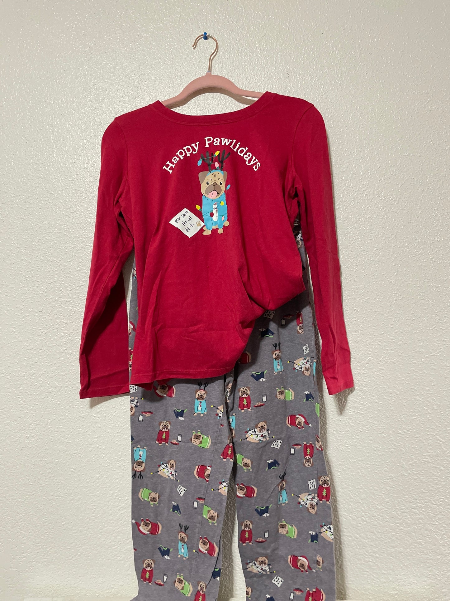 Happy Pawlidays Pug Pajama Set | From the Rack | Grace Thrifts