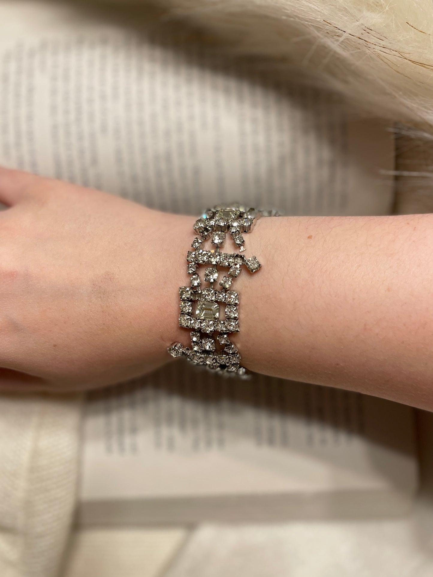 Wide Silver Crystal Bracelet | From the Rack | Grace Thrifts