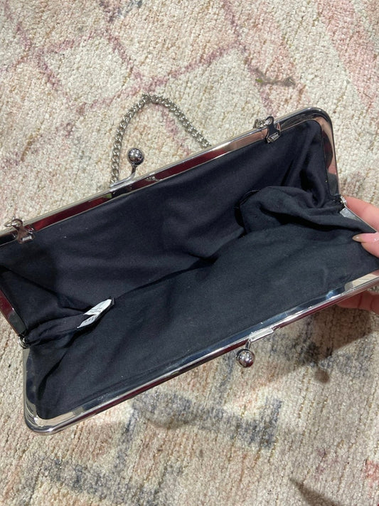 Black & Silver Ruffle Clutch | From the Rack | Grace Thrifts