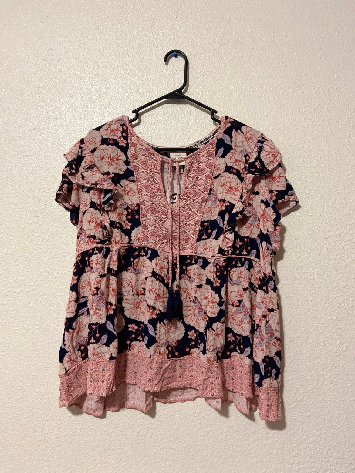 Navy Carnation Print Blouse | From the Rack | Grace Thrifts