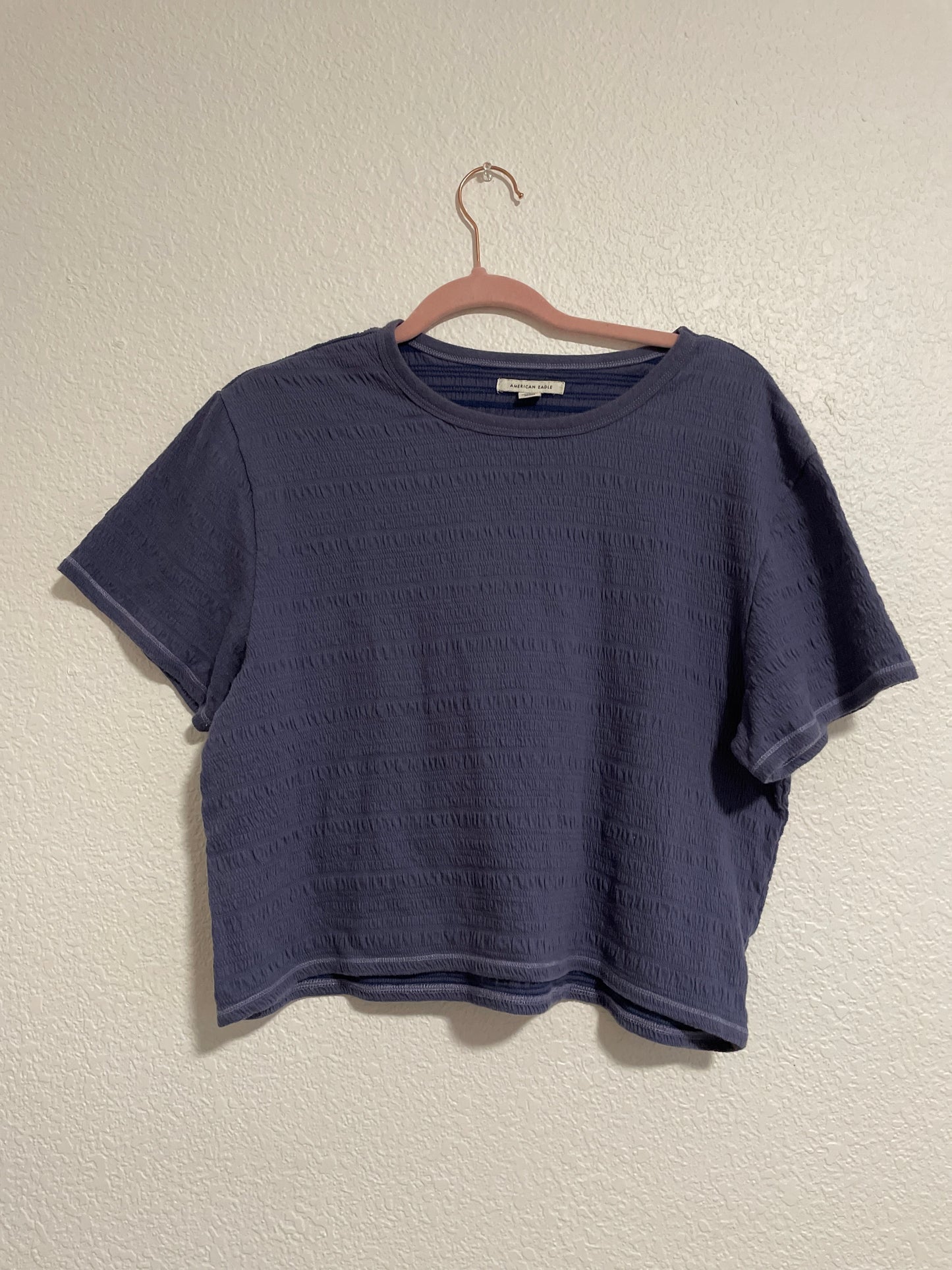 Navy Smocked Crop Top | From the Rack | Grace Thrifts