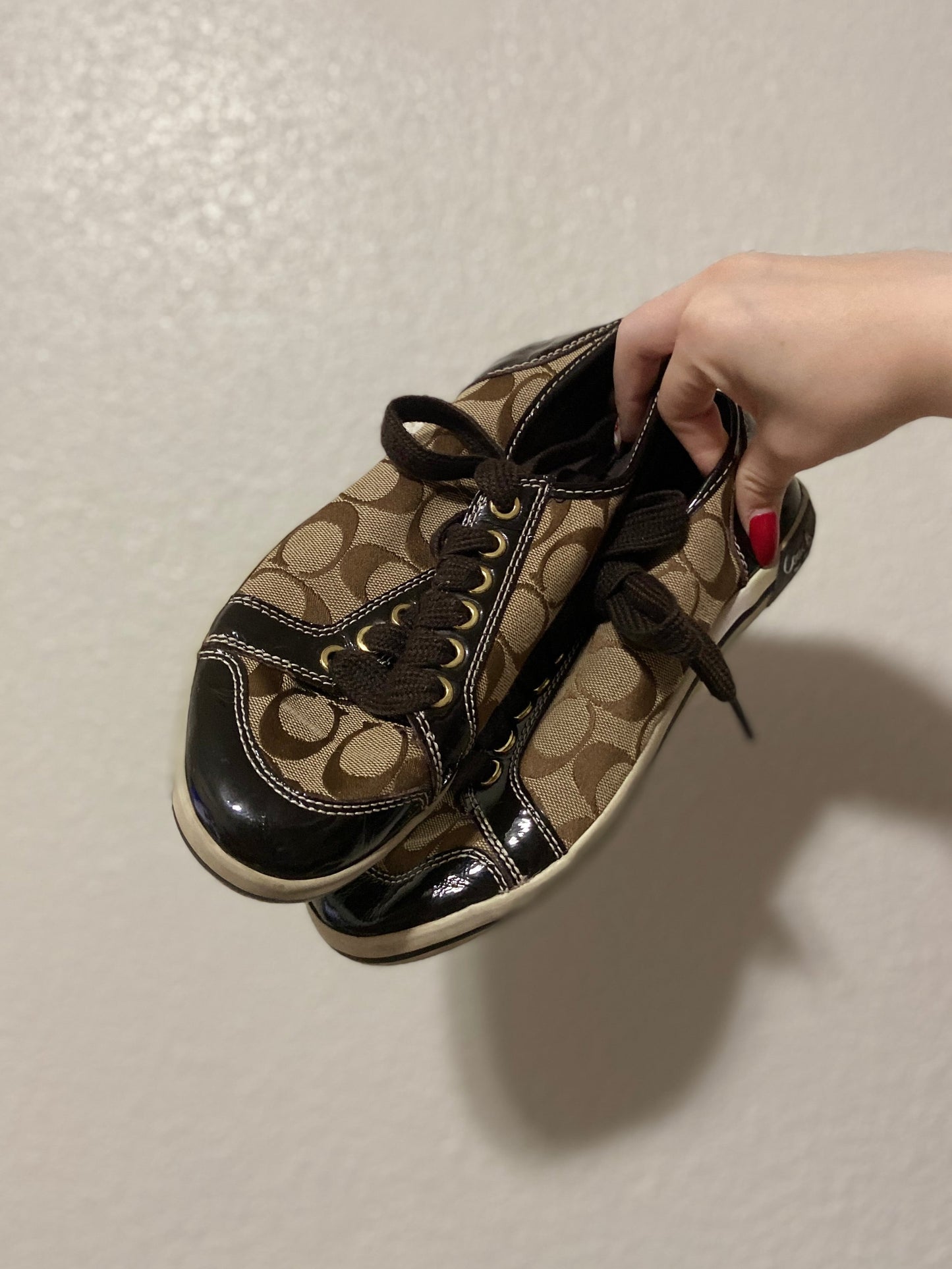 Classic Brown Coach Bowling Sneakers | from the Rack | Curated Secondhand Styles | Grace Thrifts | Wasilla, AK
