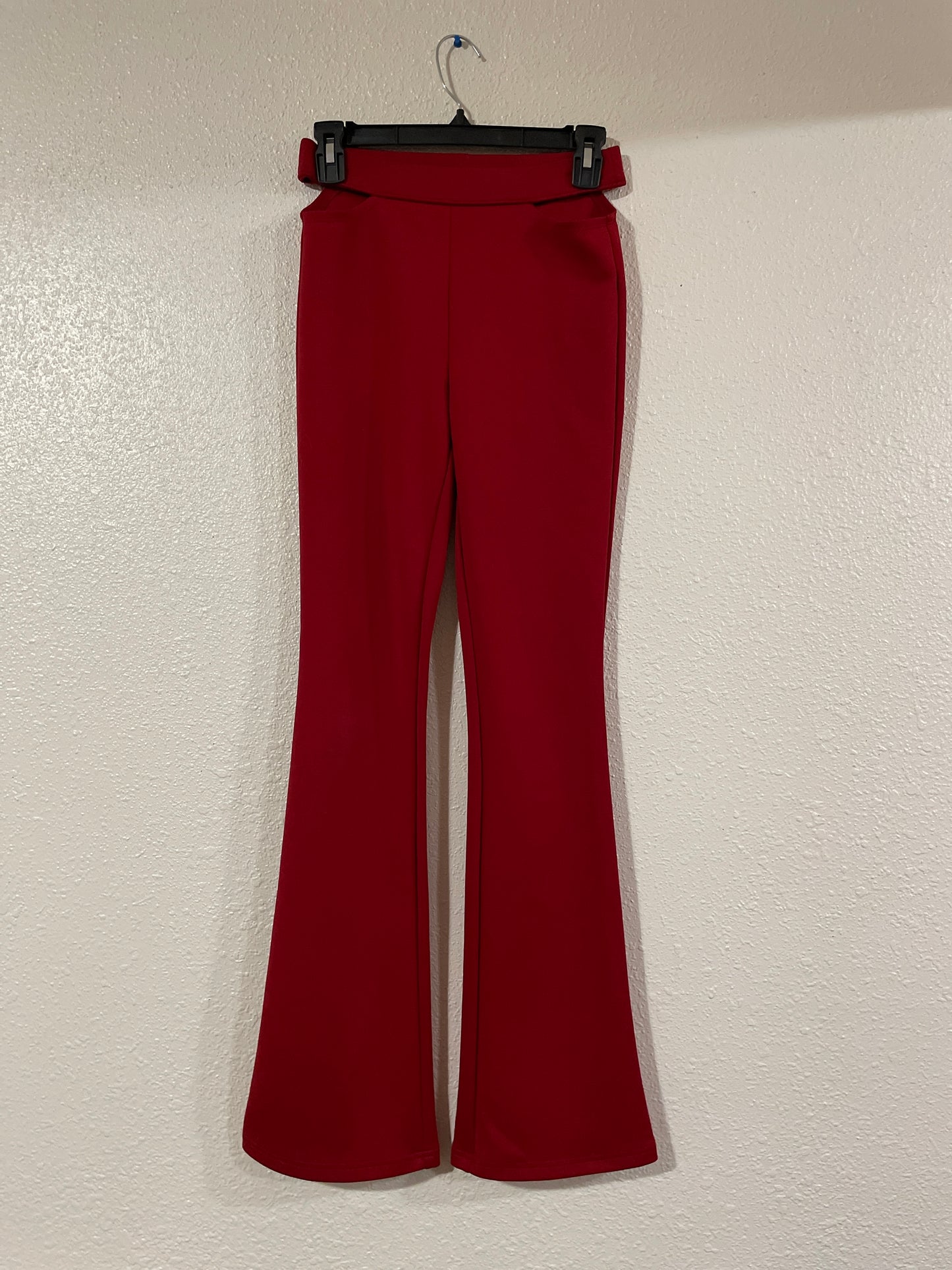Red Cutout Flare Pants | From the Rack | Grace Thrifts
