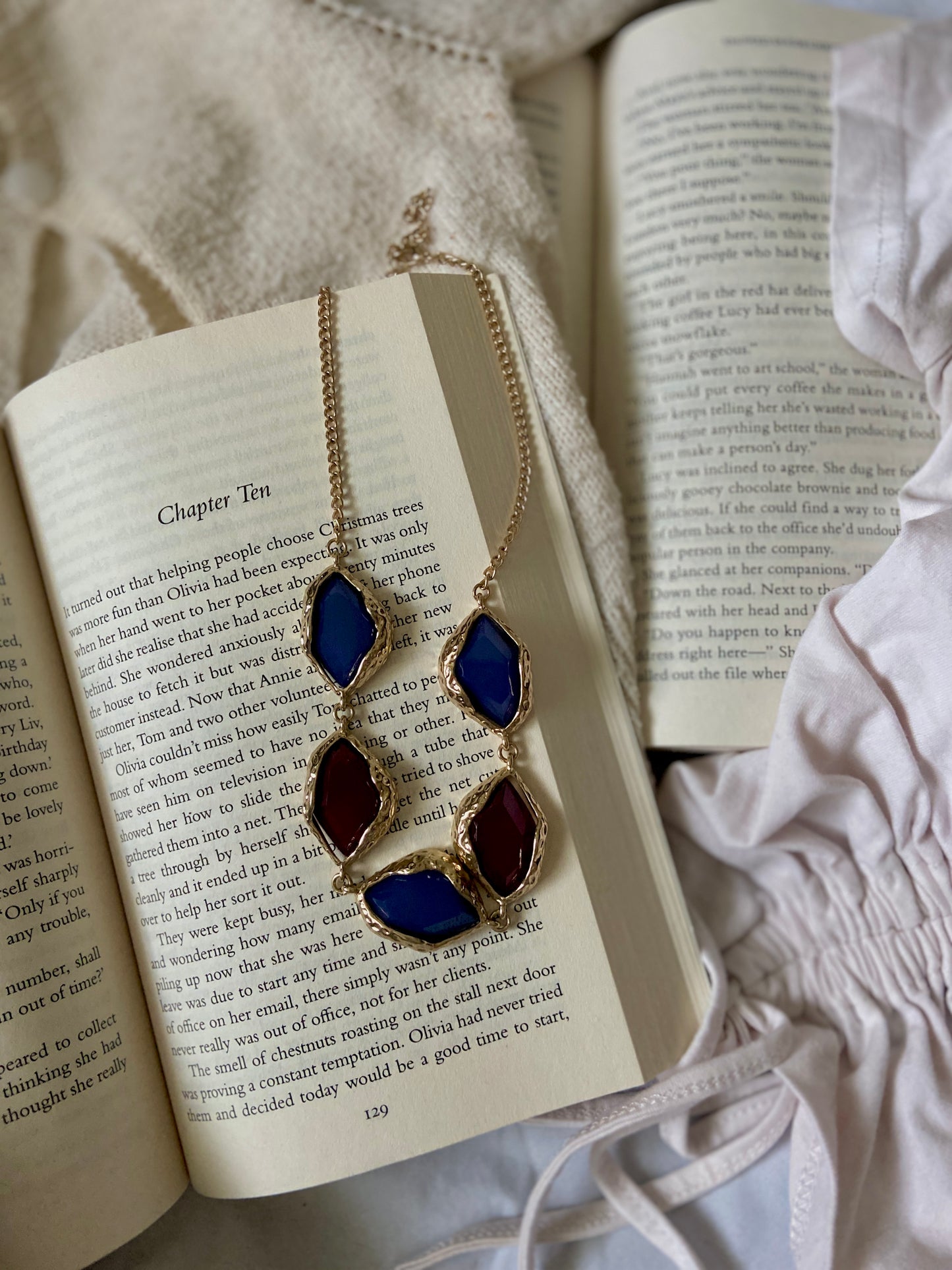 Red and Blue Geode Necklace | From The Rack | Grace Thrifts | Curated Secondhand Styles | Wasilla, AK