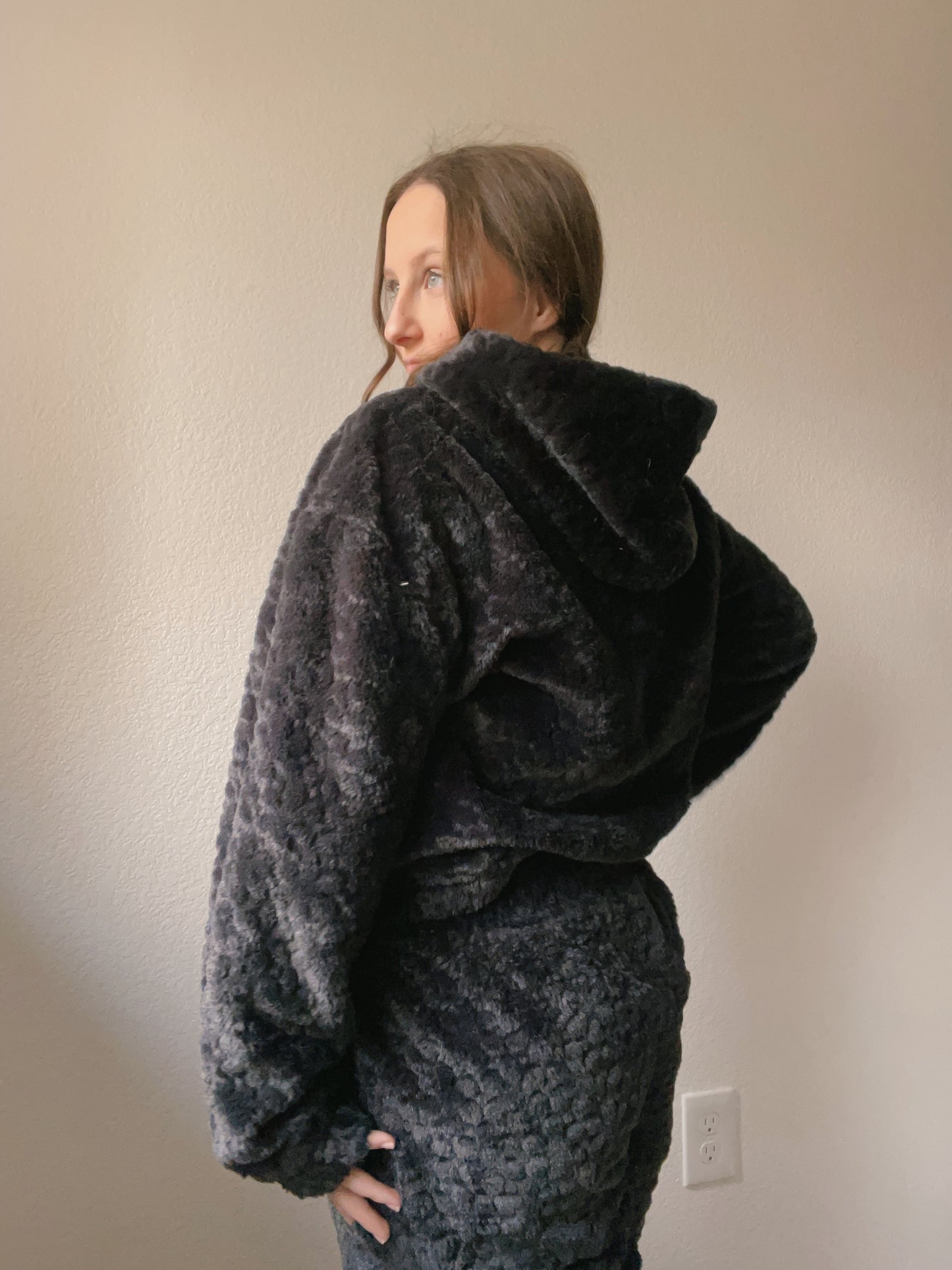 Black Fuzzy Joggers | From the Rack | Grace Thrifts