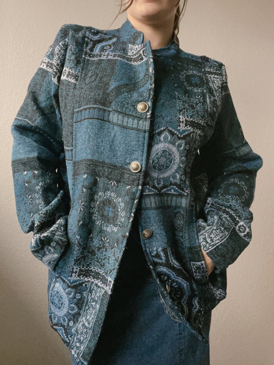 Blue Paisley Coat | From the Rack | Grace Thrifts