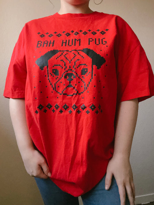 Bah Hum Pug Graphic Tee | From the Rack | Grace Thrifts