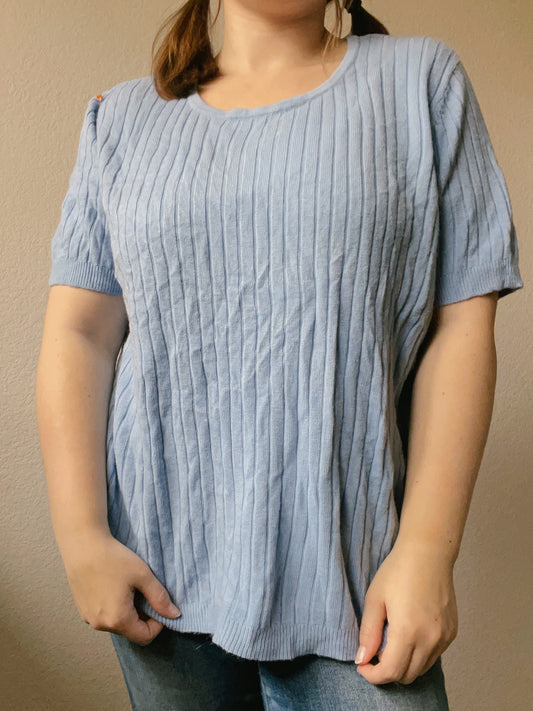 Light Blue Ribbed Top | From the Rack | Grace Thrifts