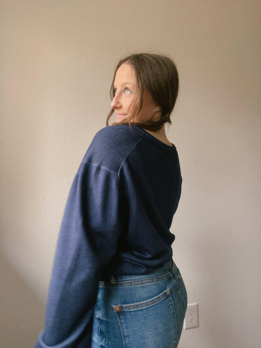 Dark Navy Long Sleeve Top | From the Rack | Grace Thrifts